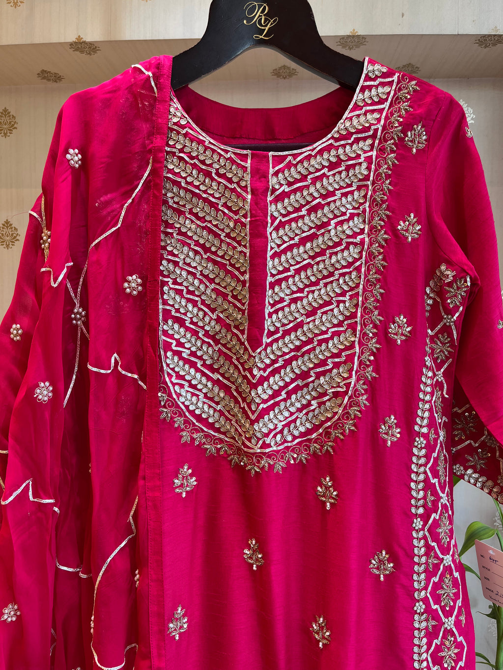 magenta gotta patti suit set