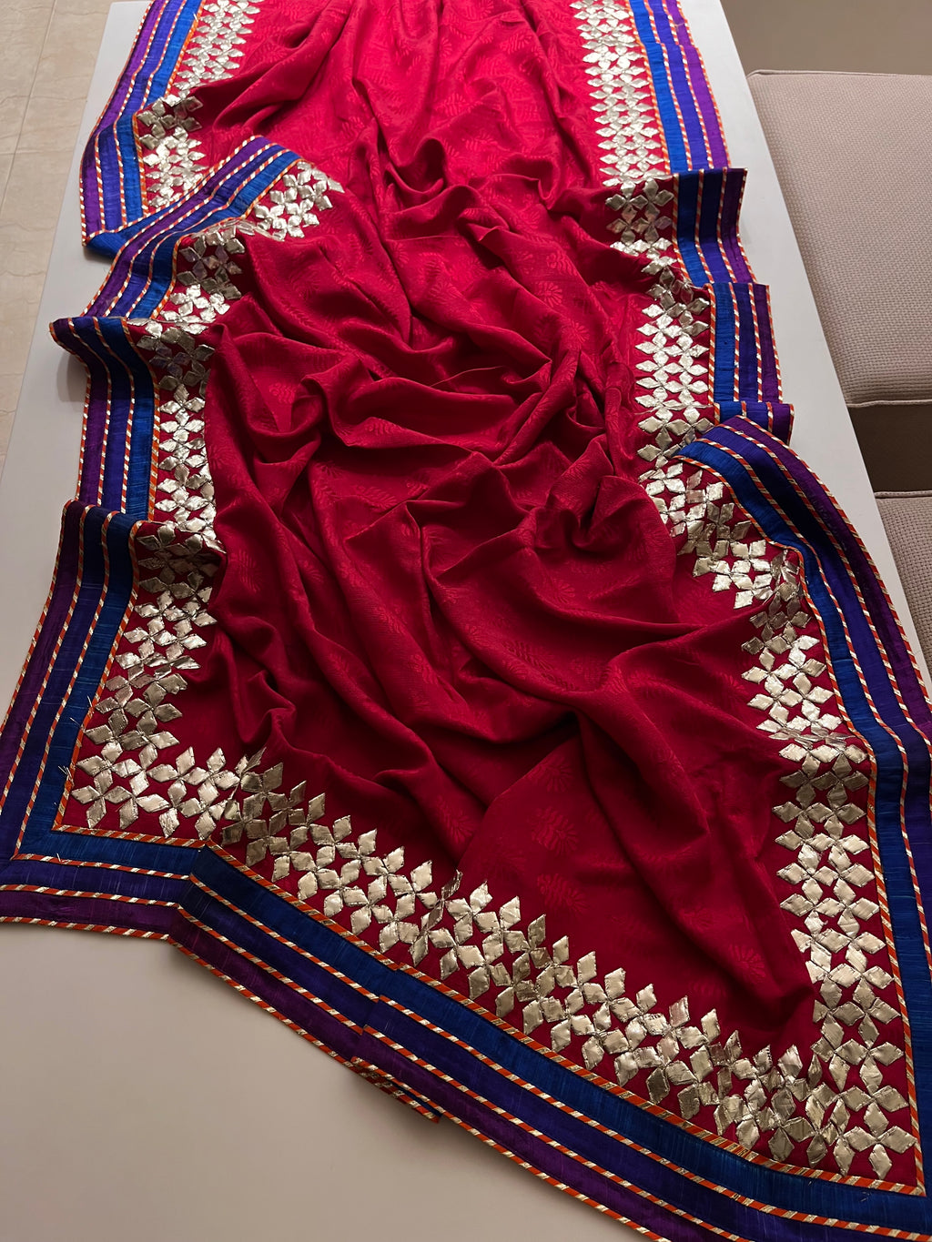 traditional kaccha gotta handwork saree