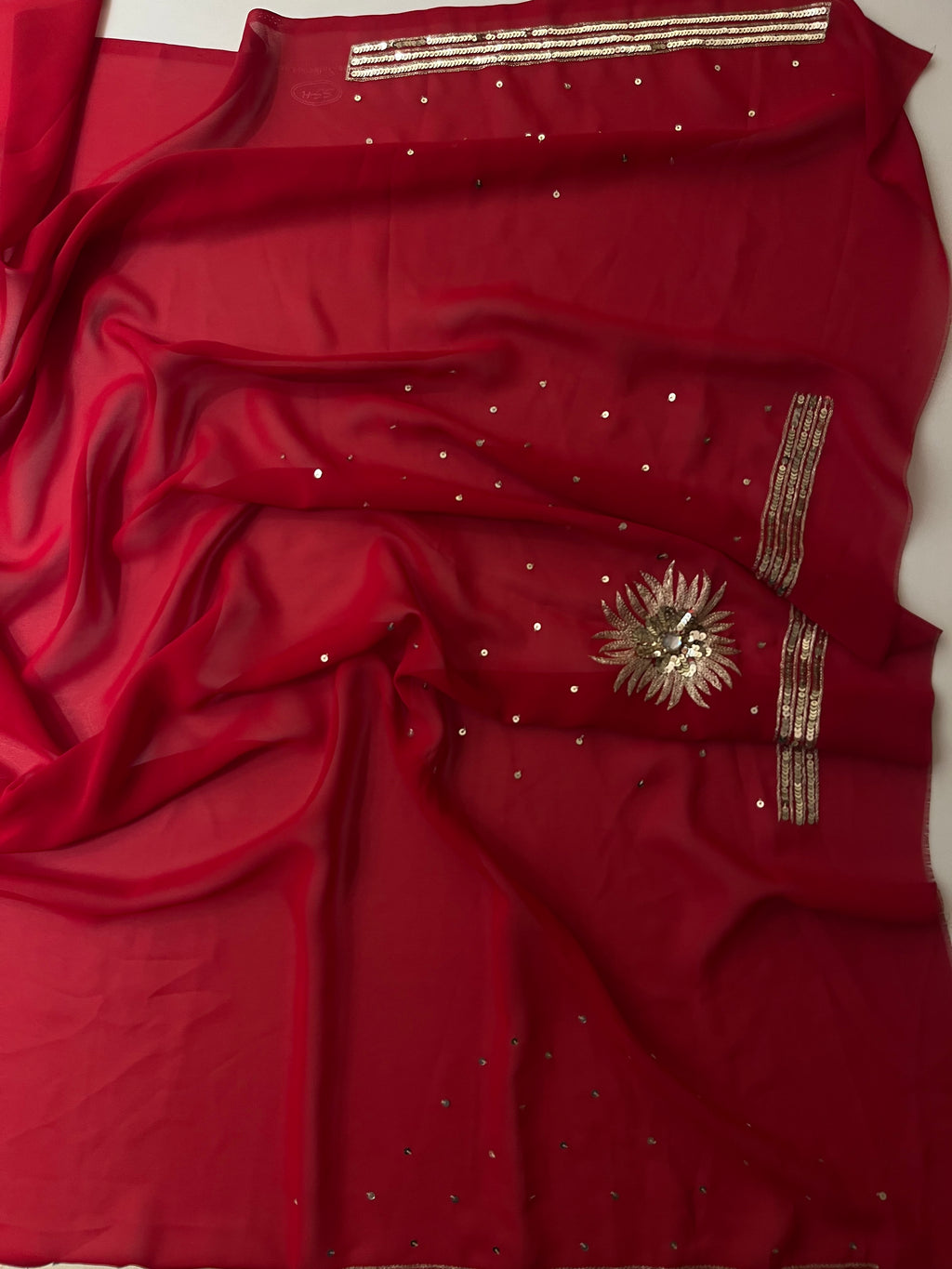 Bridal Red Sequins Saree