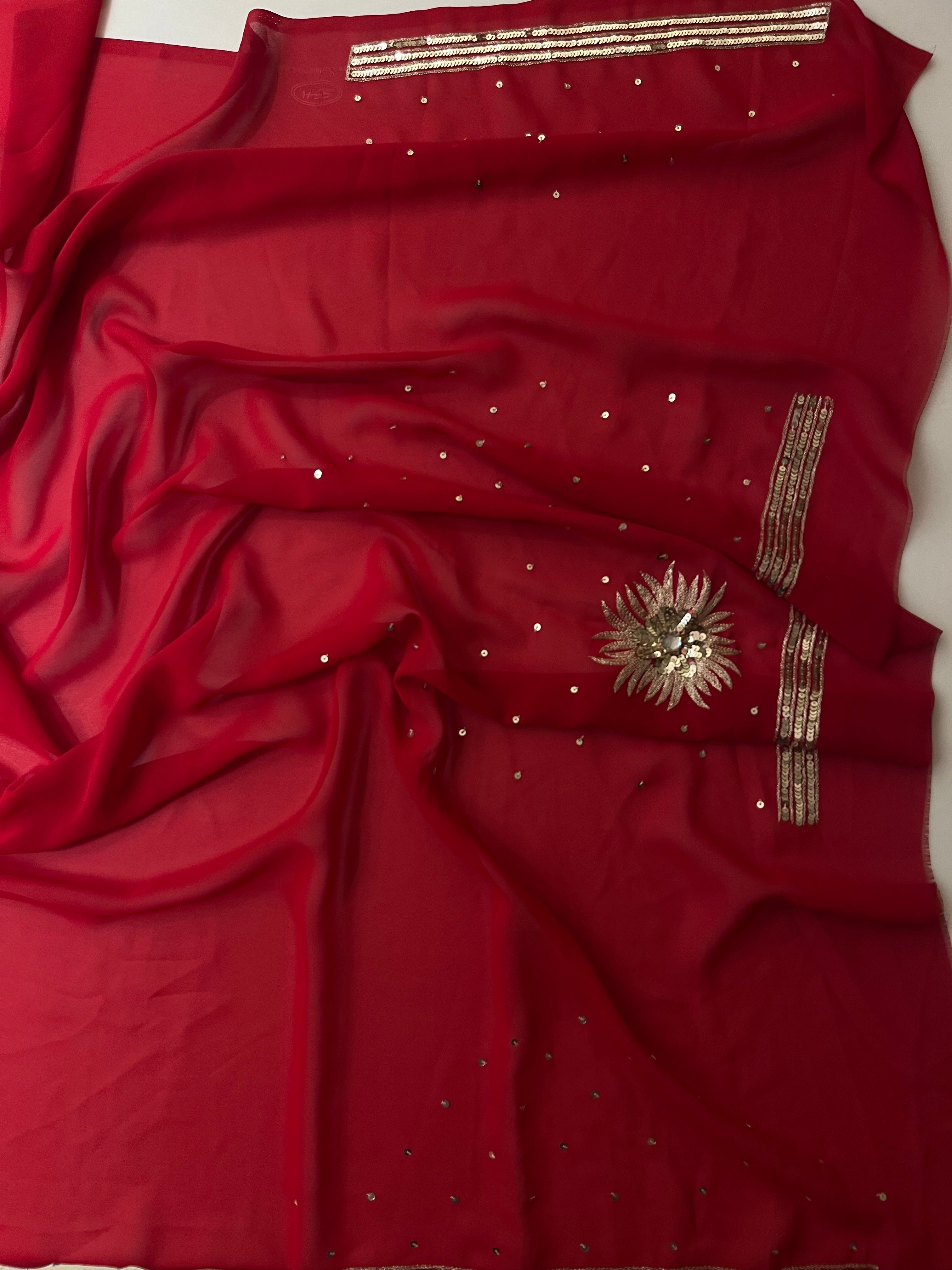 Bridal Red Sequins Saree