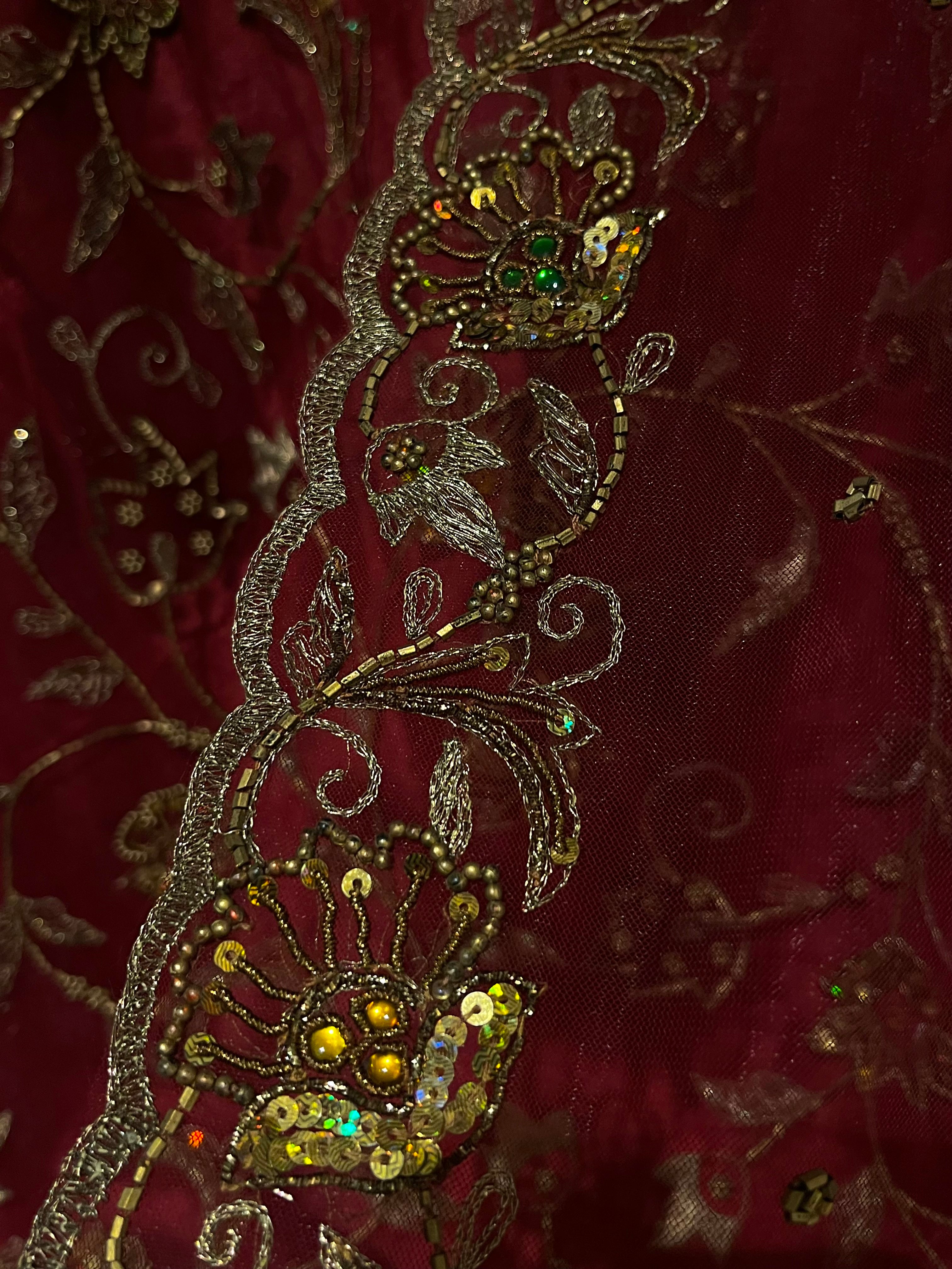 Mahroon Katdana & Zari Lehenga Set