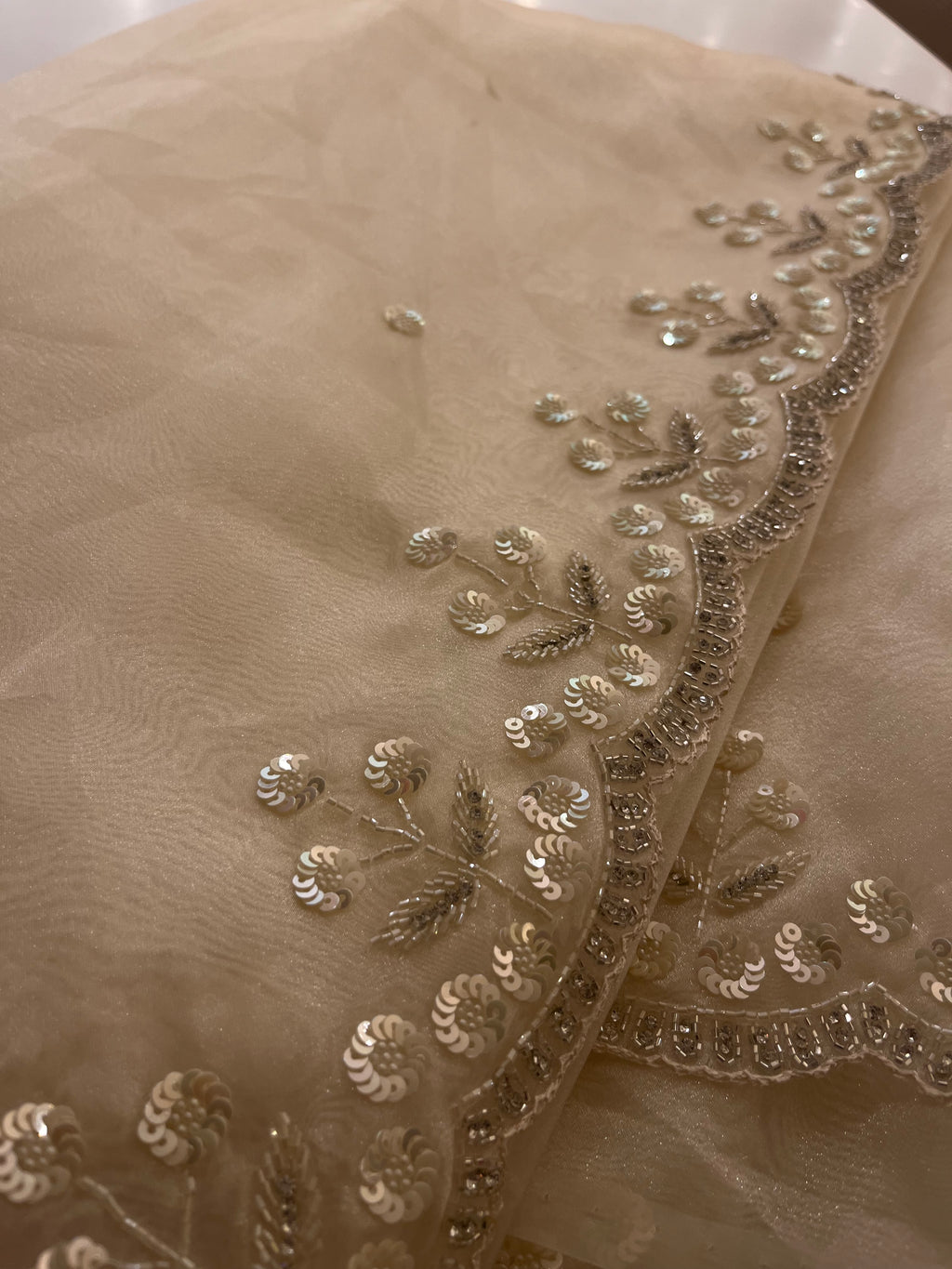 Ivory Aura pure organza saree