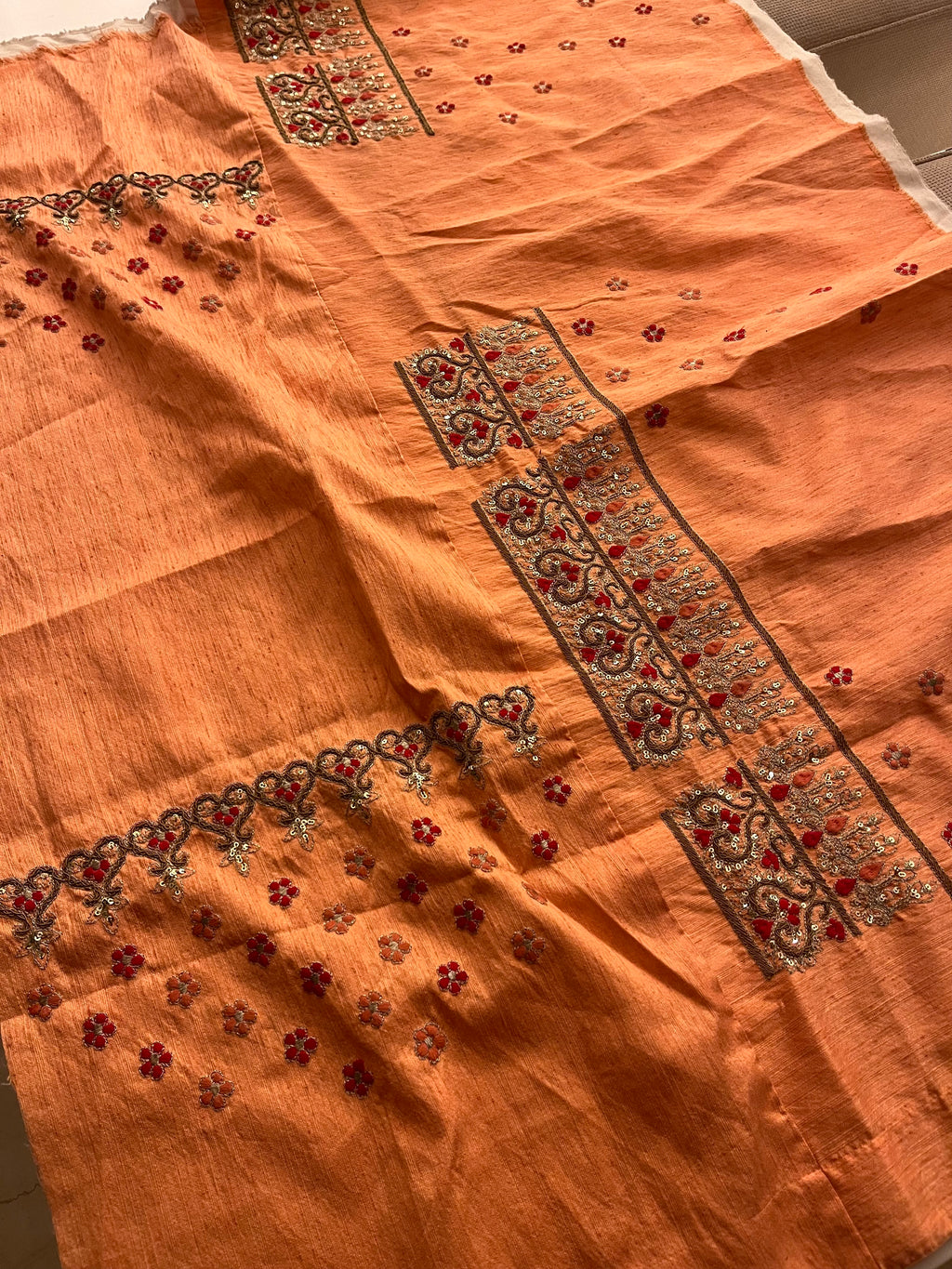 Peach Raw Silk Lehenga