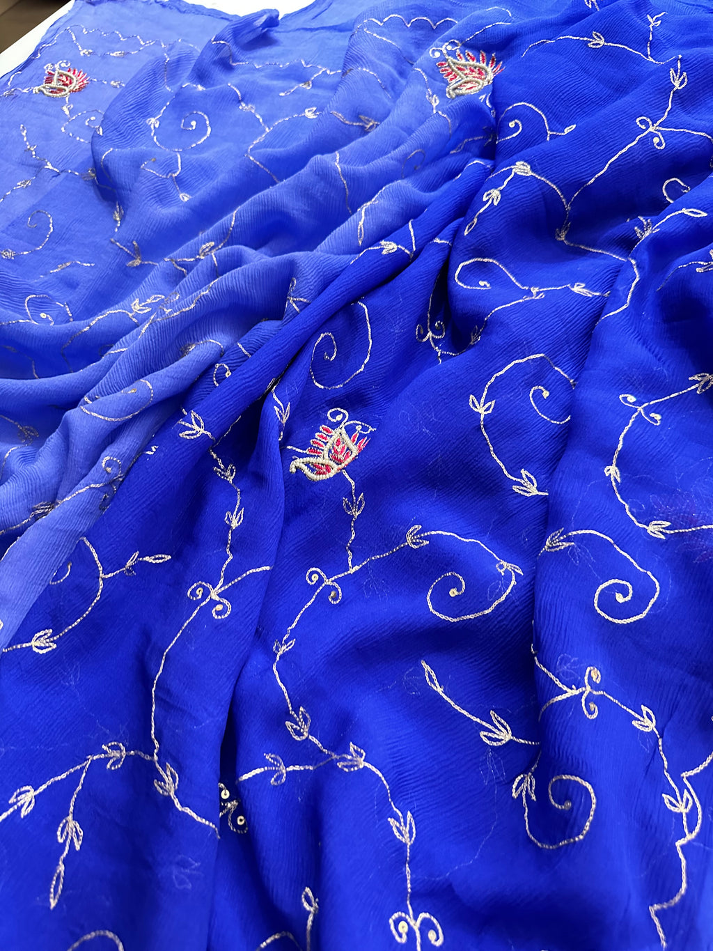 Pure Platinum Chiffon Regal saree