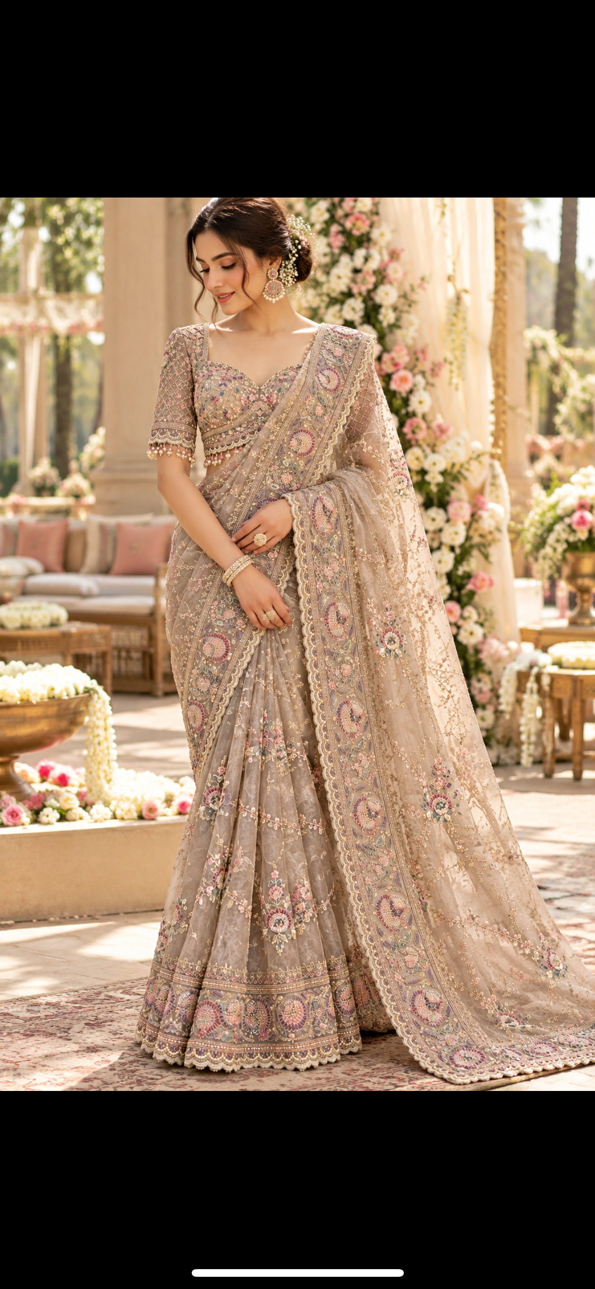 Aradhna tissue handwork saree