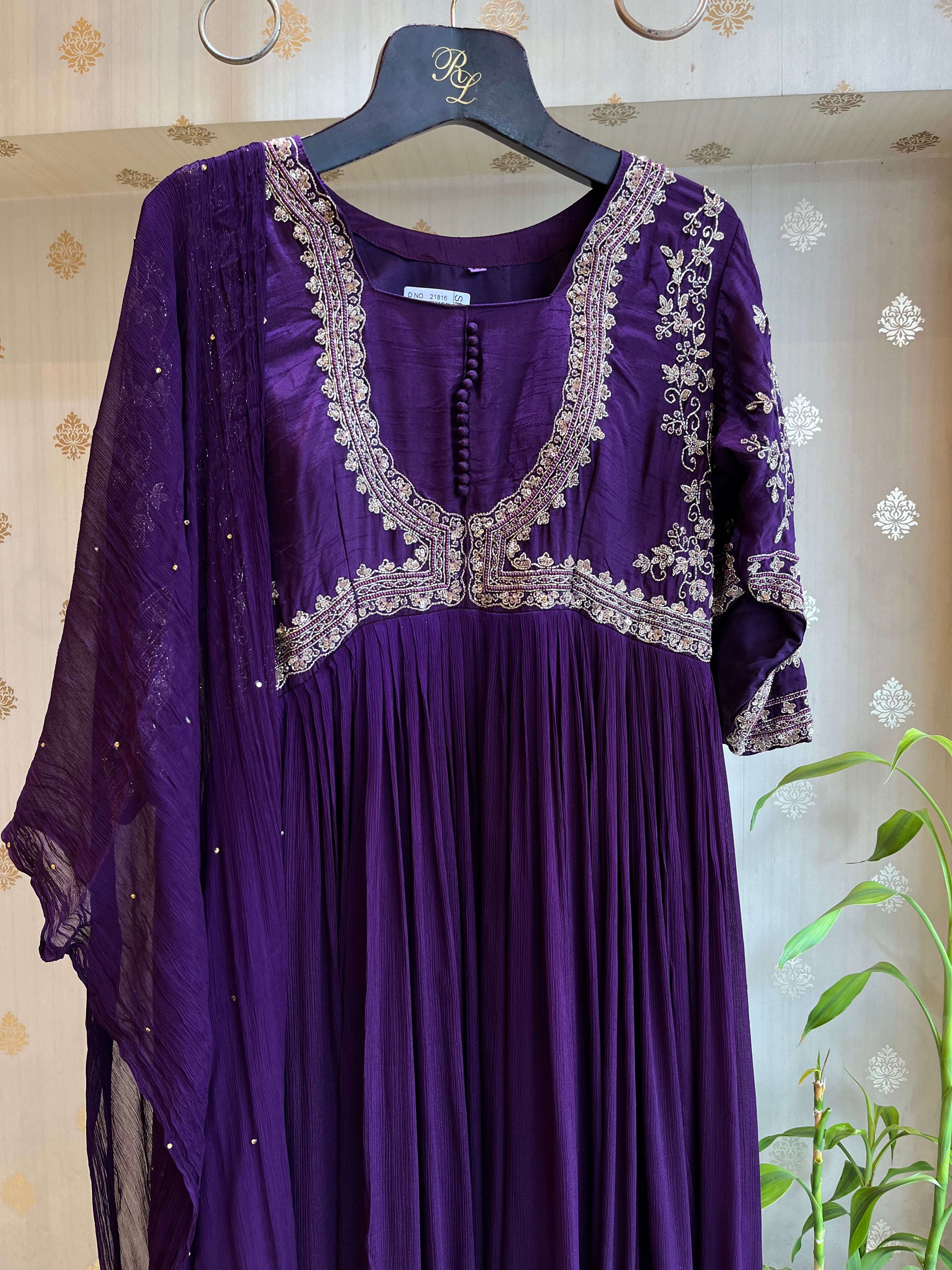 Violet Anarkali Set
