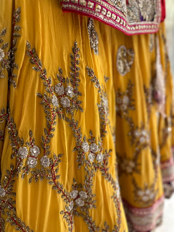 Mango Pure Georgette, heavy Mukesh lehenga