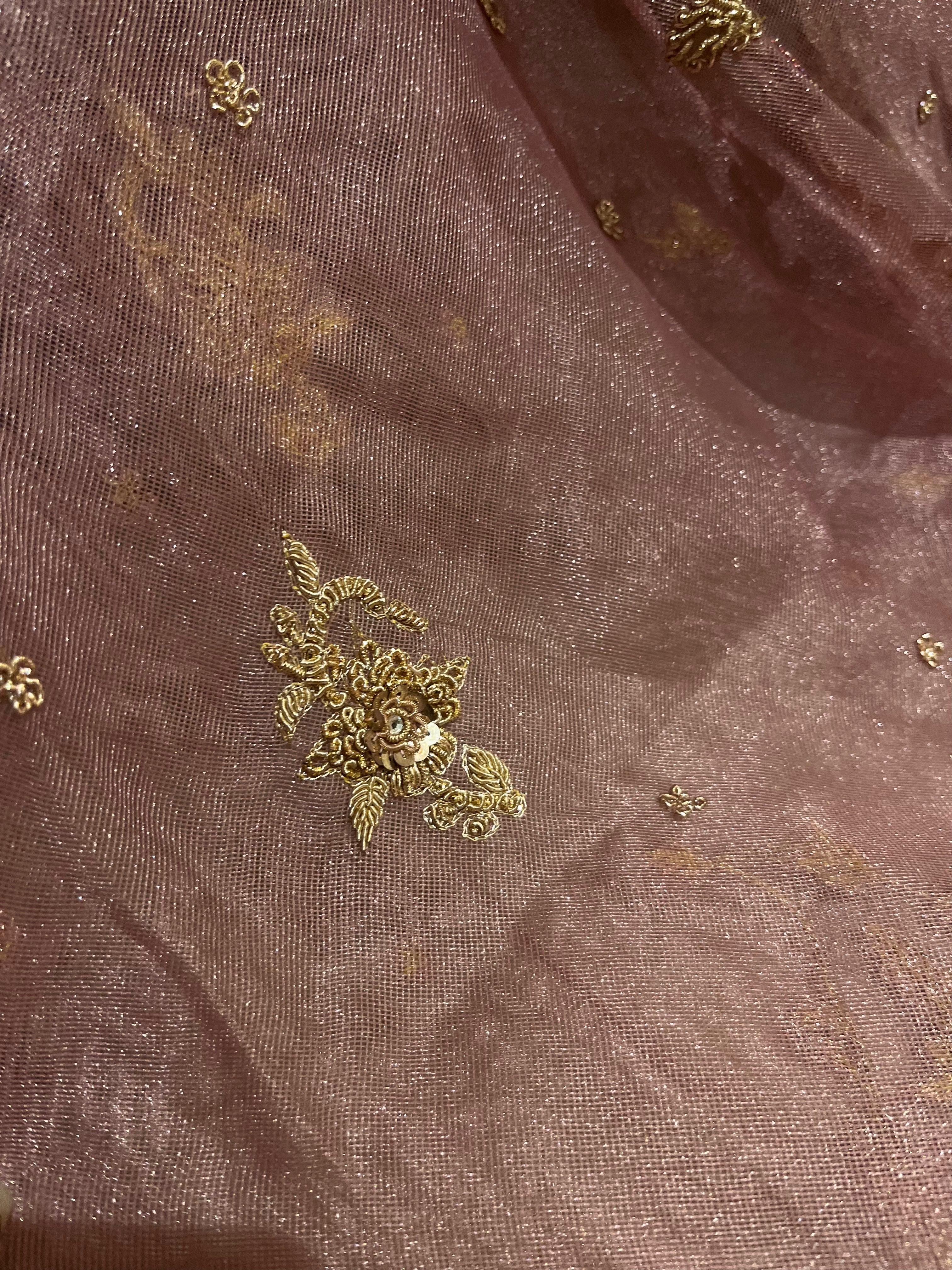 Exclusive zardosi Rusty Pink Lehenga