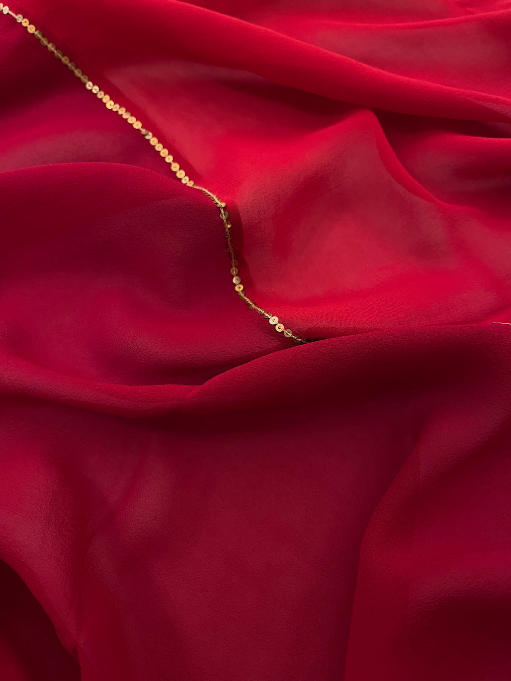 Cherry Red Georgette Saree