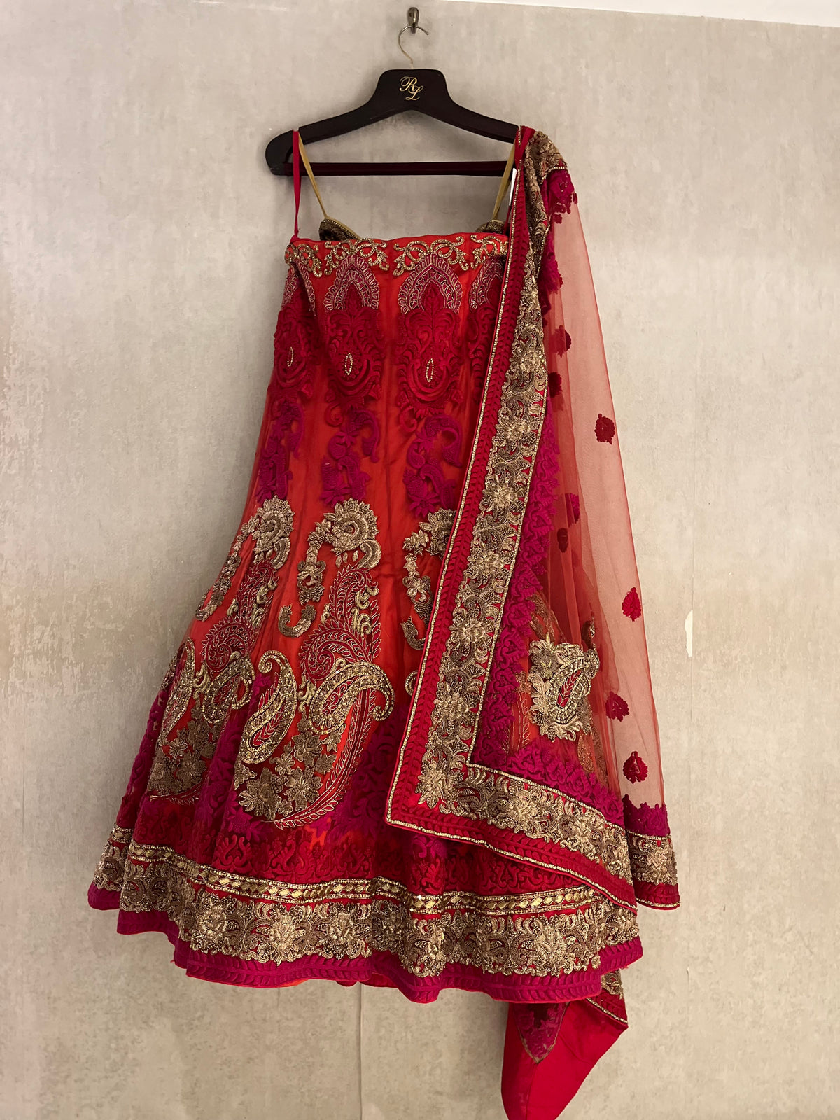 Rose red lehenga set