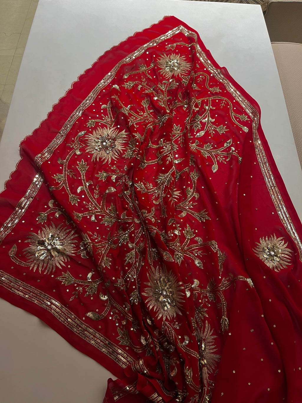 Bridal Red Sequins Saree