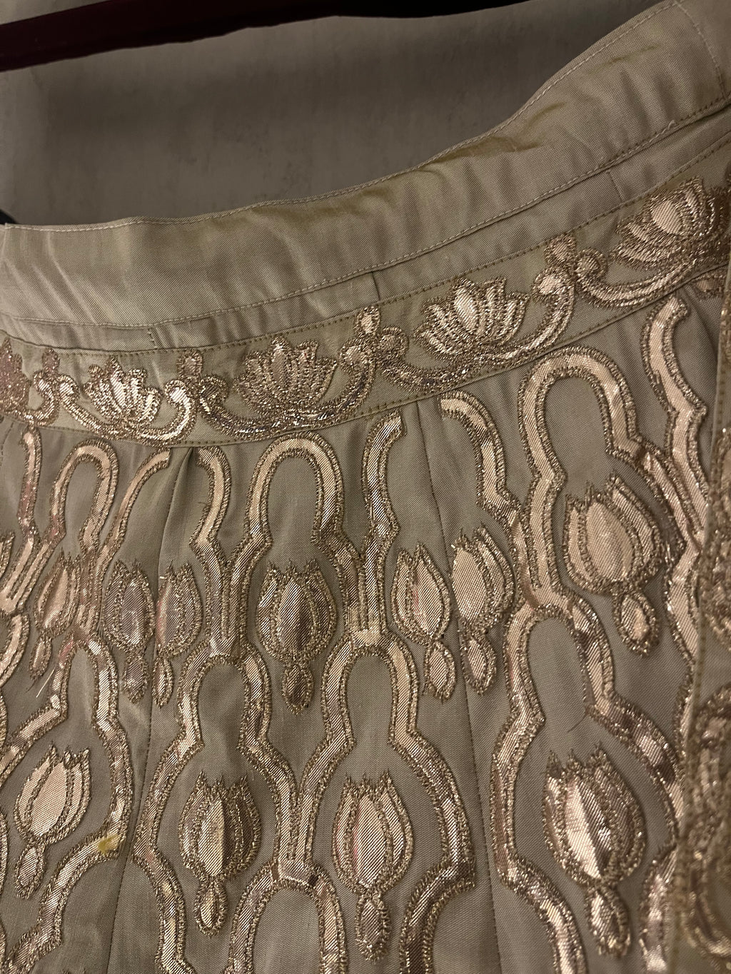 Gold Raw Silk Lotus Lehenga Set