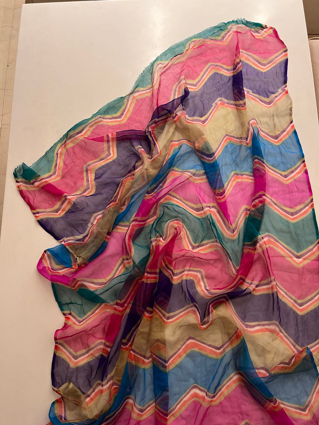 pure chiffon multi coloured saree