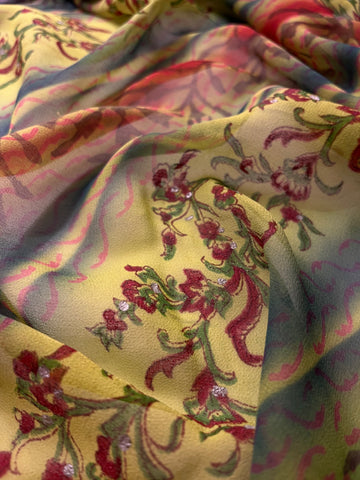 Multicoloured Printed chiffon saree