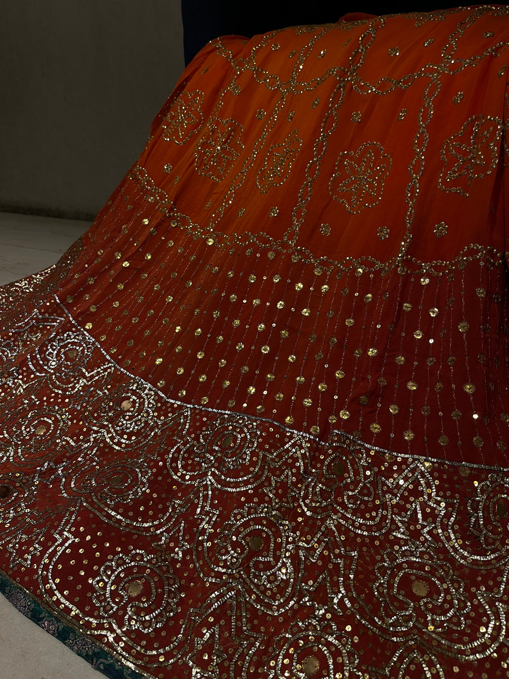 Tangerine Ombré Sequins Lehenga