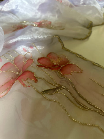 Floral Organza Ice Blue Saree
