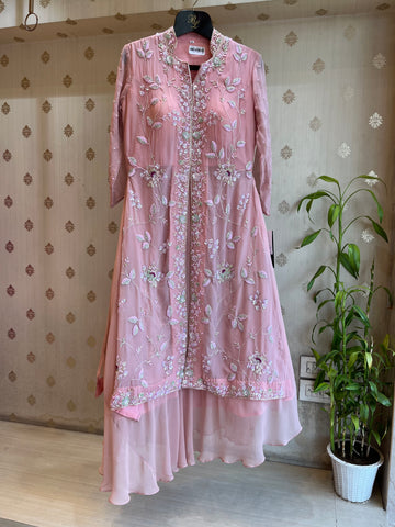 Pastel Pink sequins Indo-western set