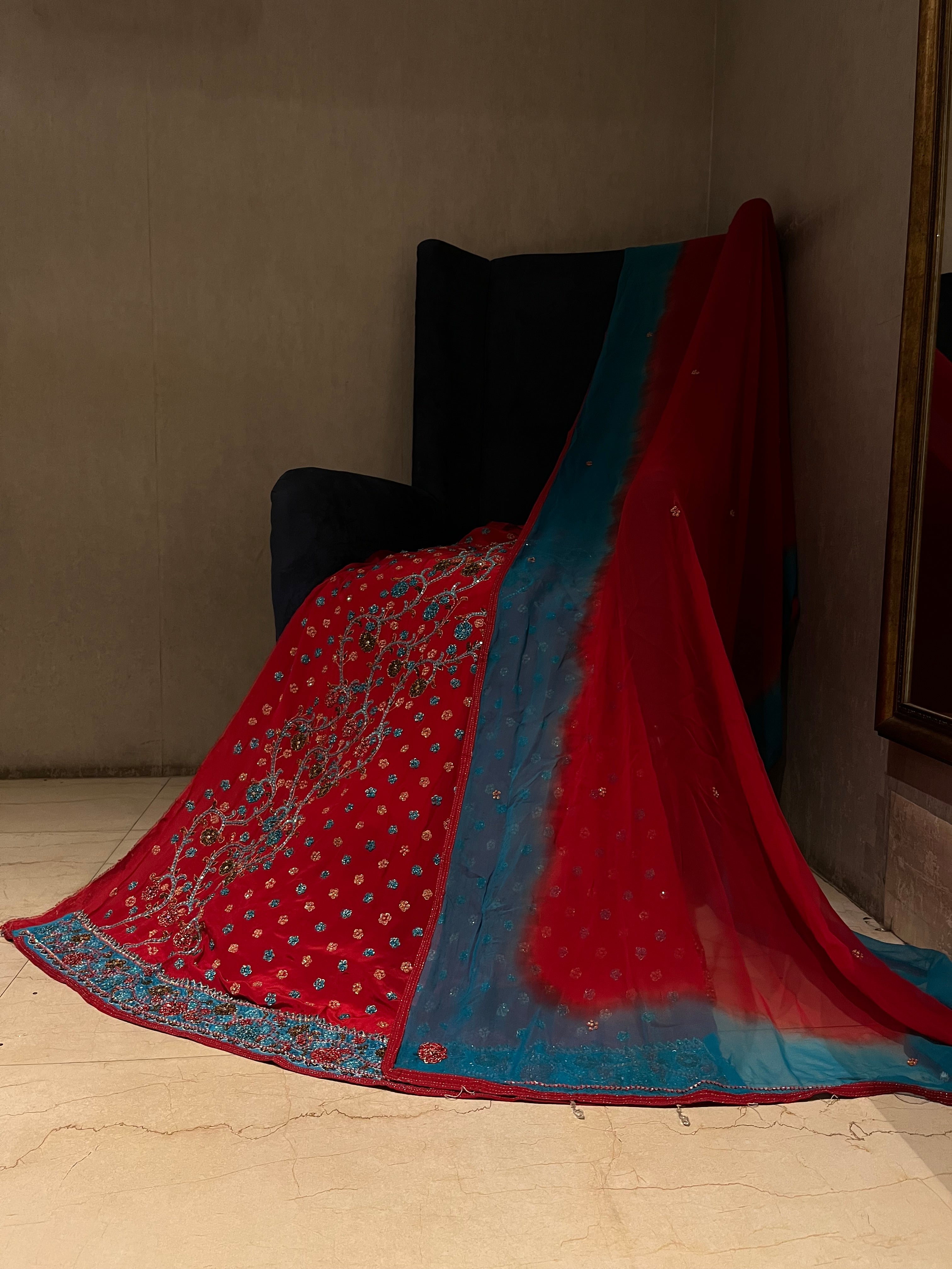 Flora In Red Lehenga Set