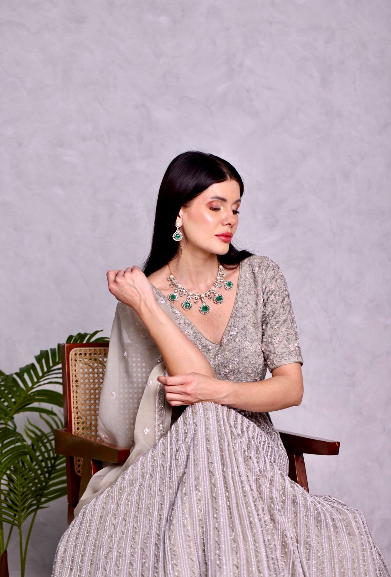 Grey lehenga set
