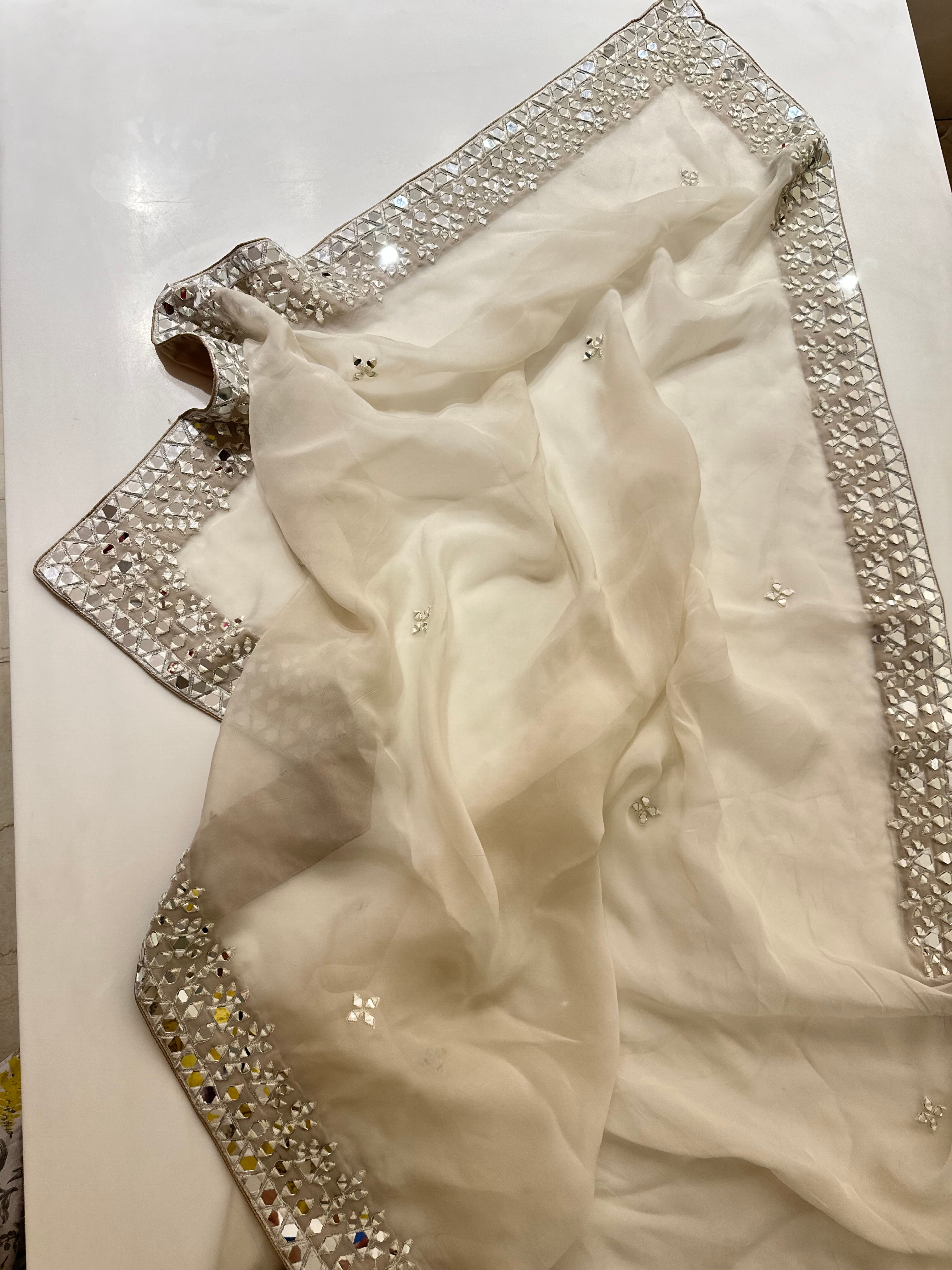 Ivory Darpan Mirror Saree