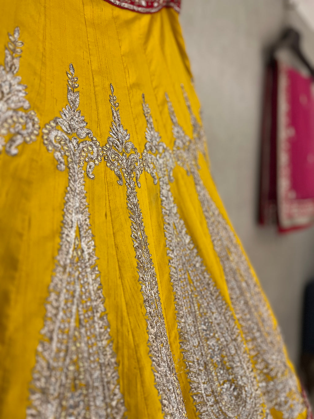 Mango Yellow Raw Silk Lehenga Set