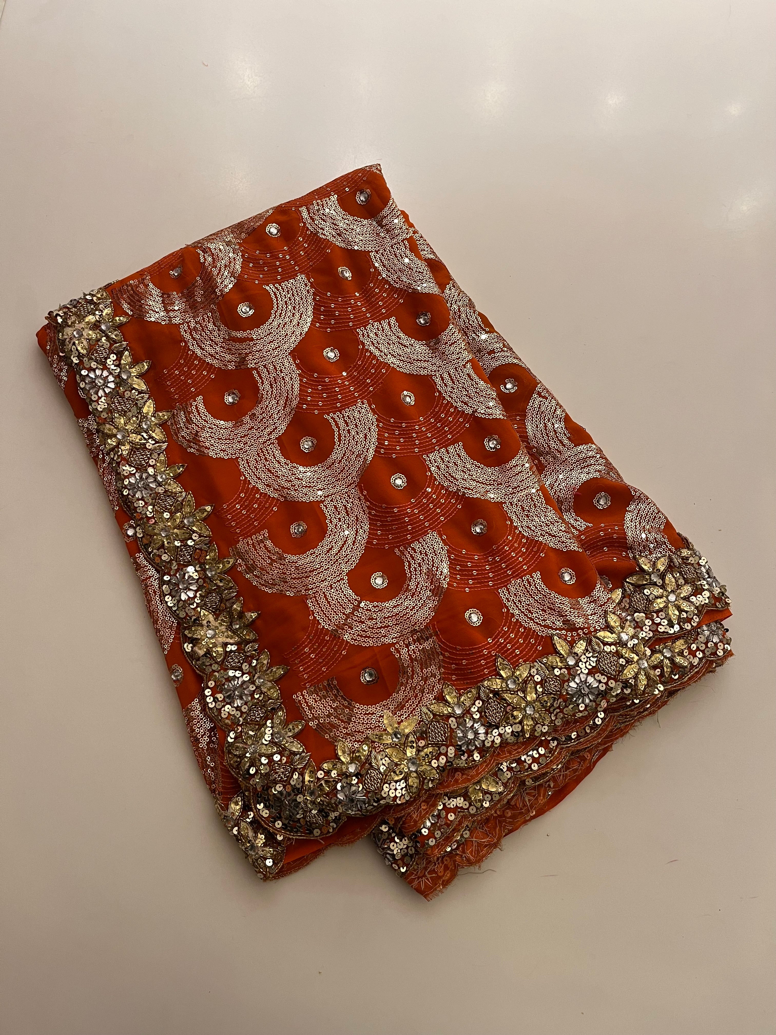 Rust Orange Saree