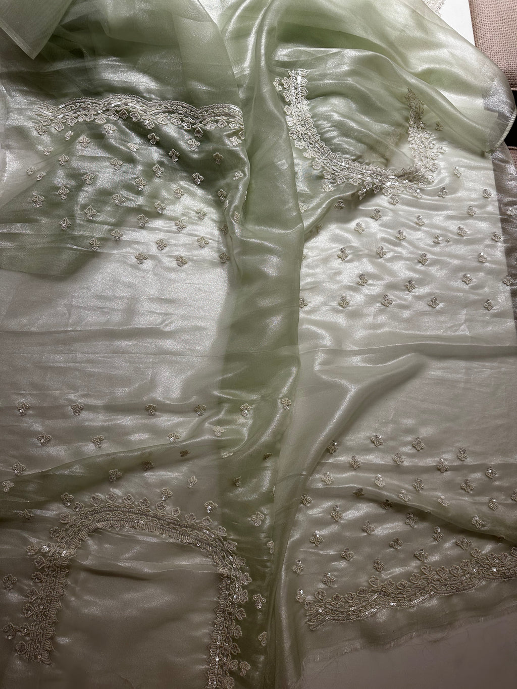 Pistachio Tissue Saree