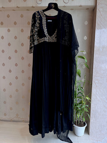 Black Alia Cut Anarkali