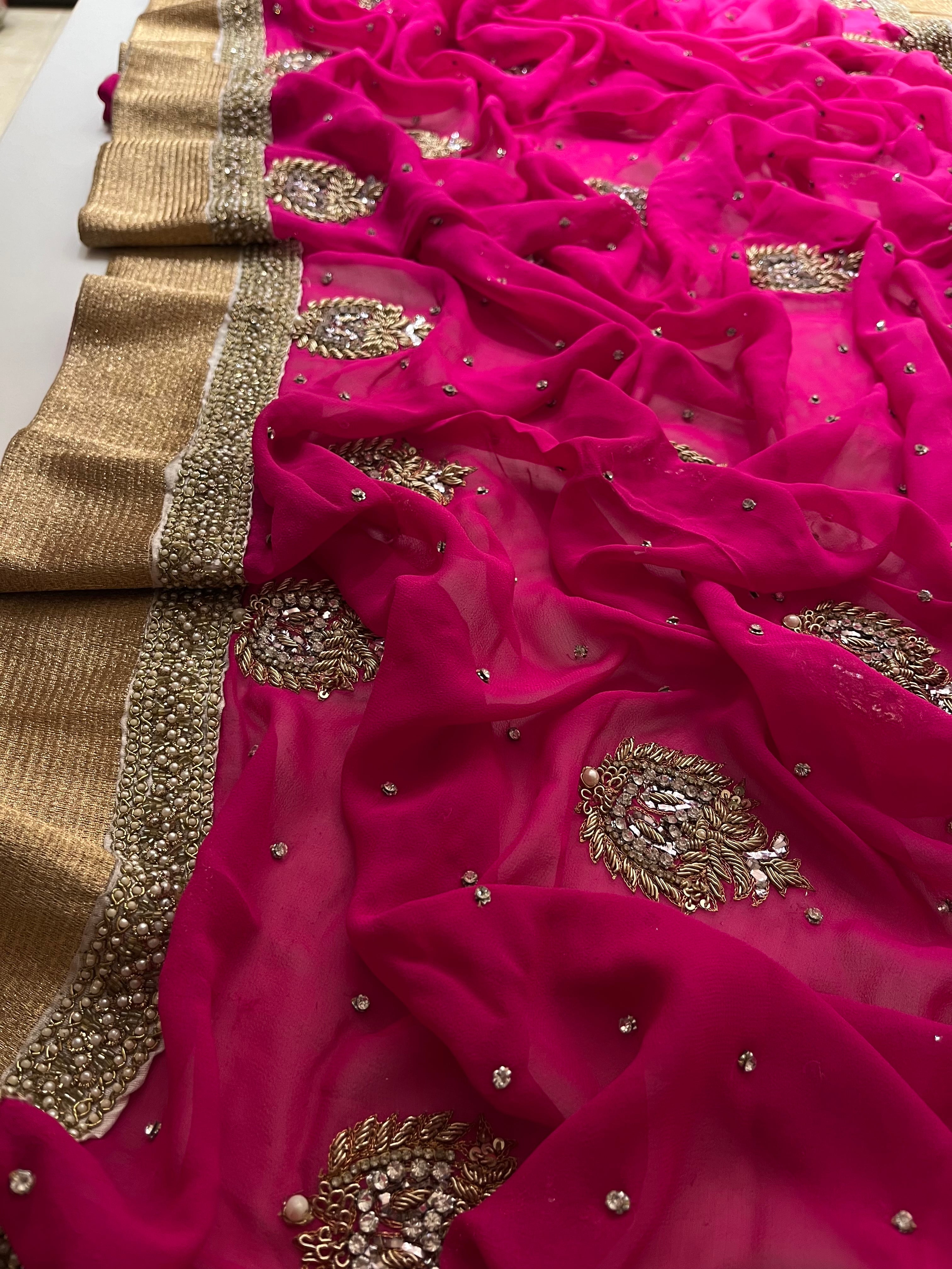 Magenta Ombré Saree