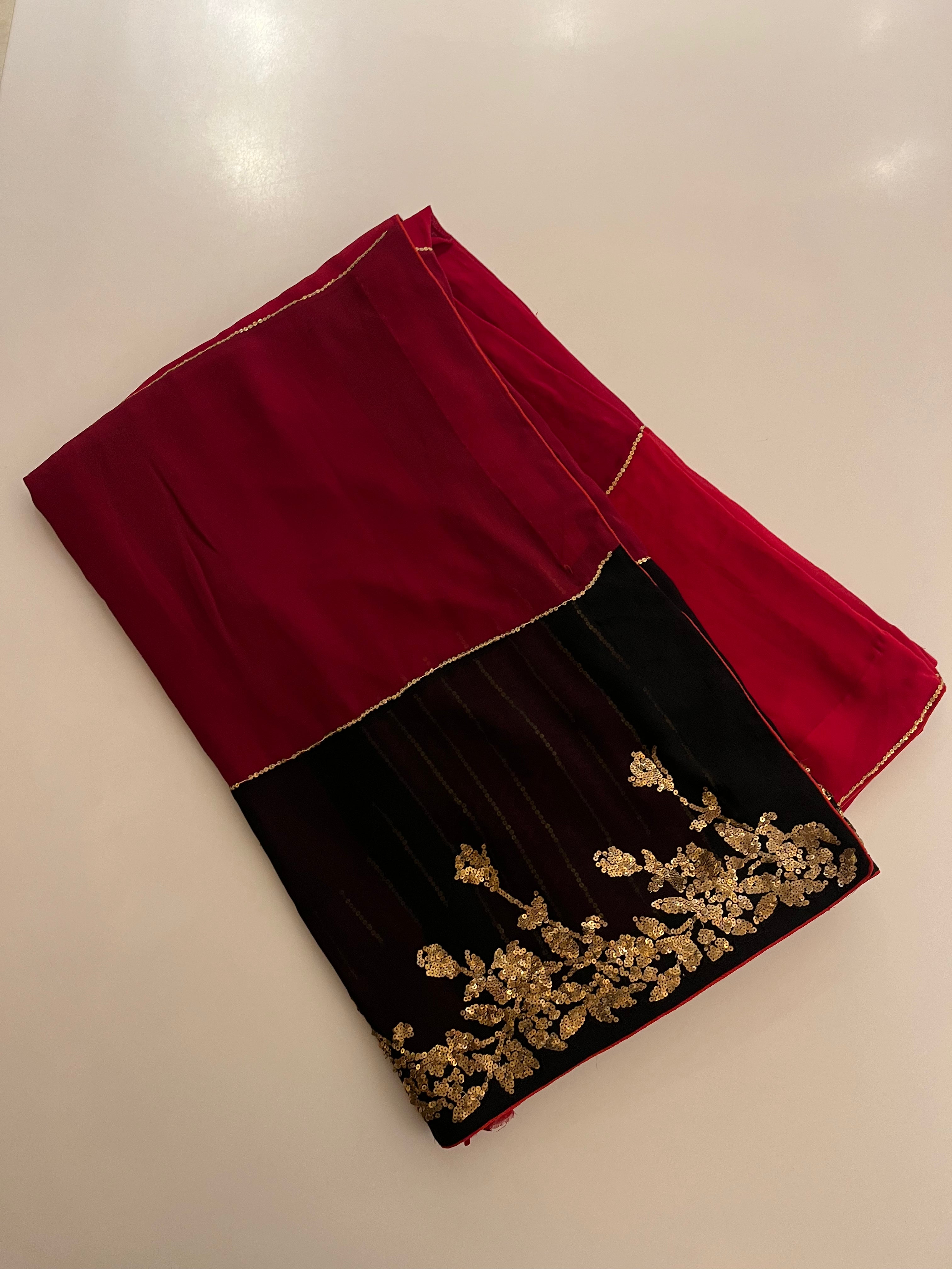 Cherry Red Georgette Saree
