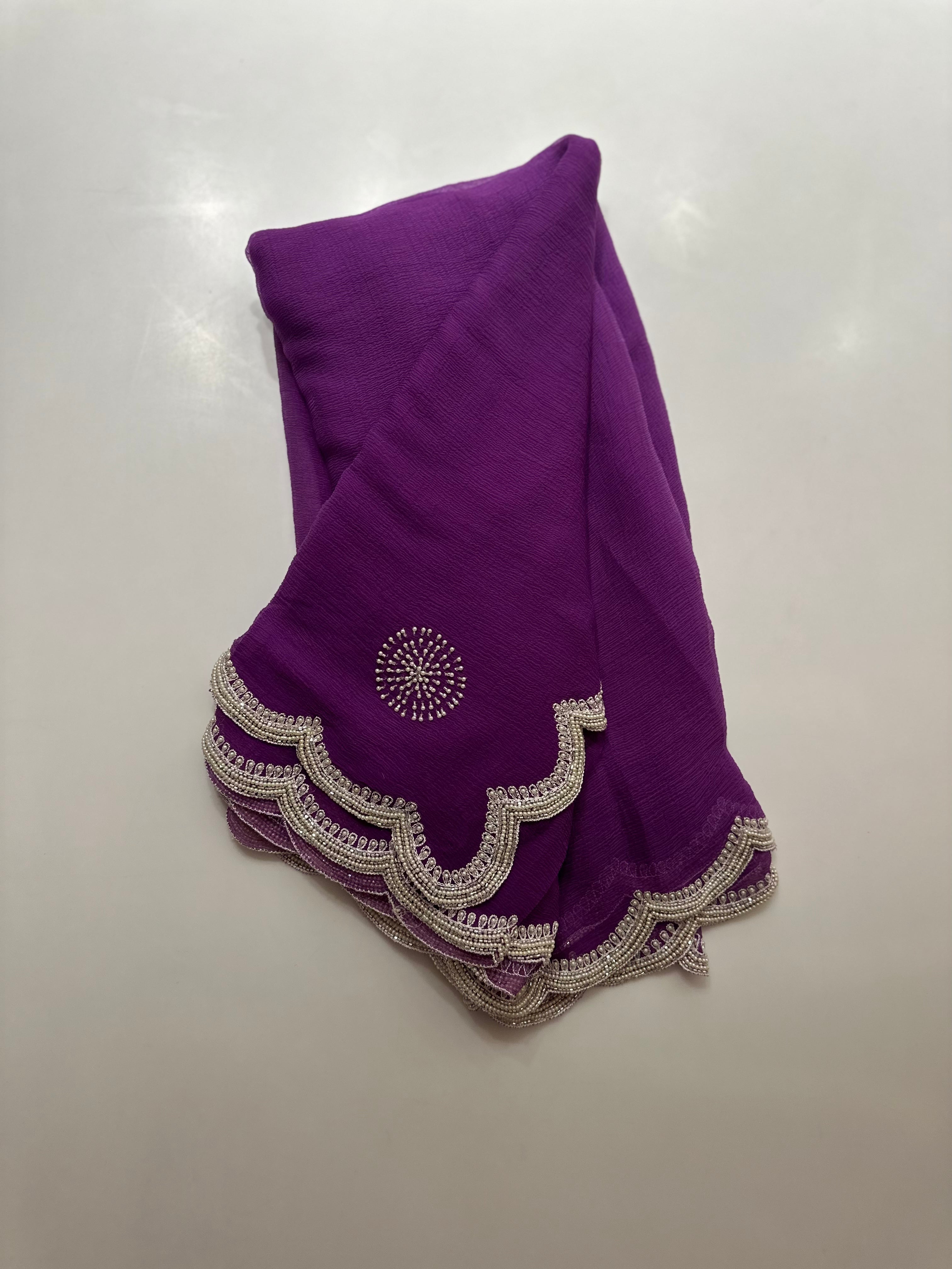 Purple chiffon saree