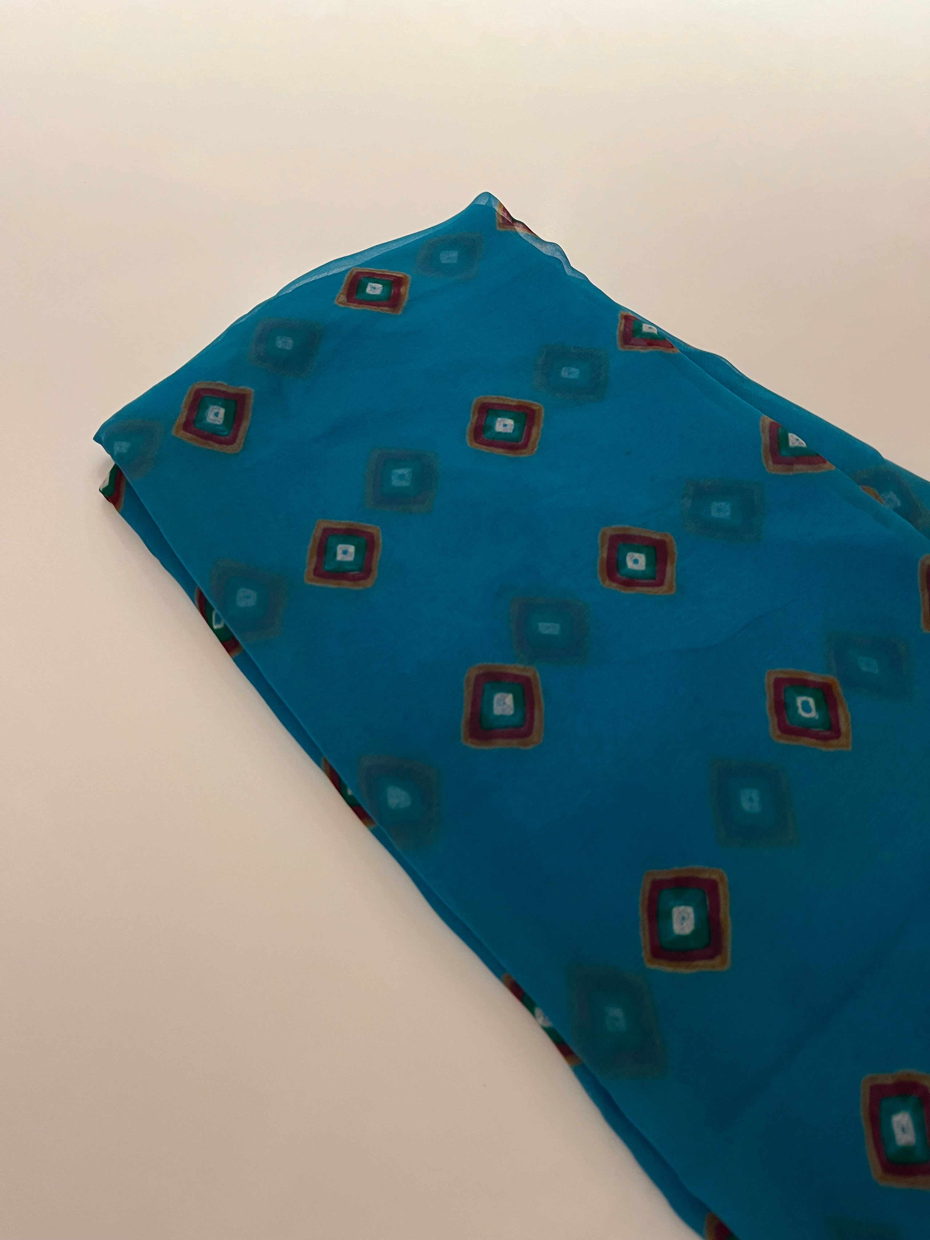 Blue Chiffon Bandej Saree