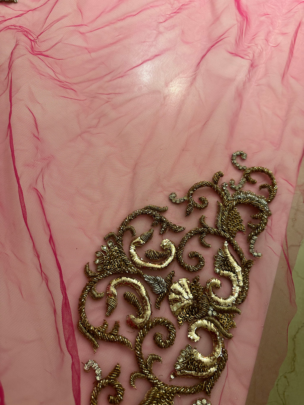 Mango Pure Georgette, heavy Mukesh lehenga