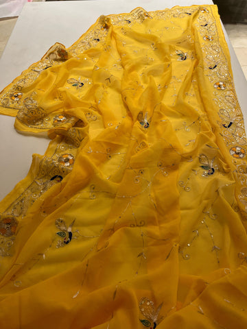 Peelo Marwar Chiffon Saree