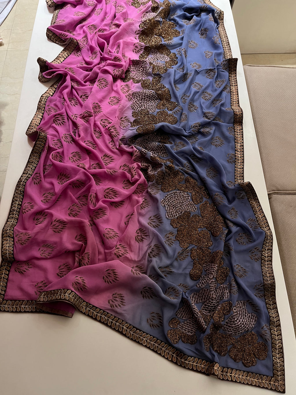 Pink to Purple Ombré Saree