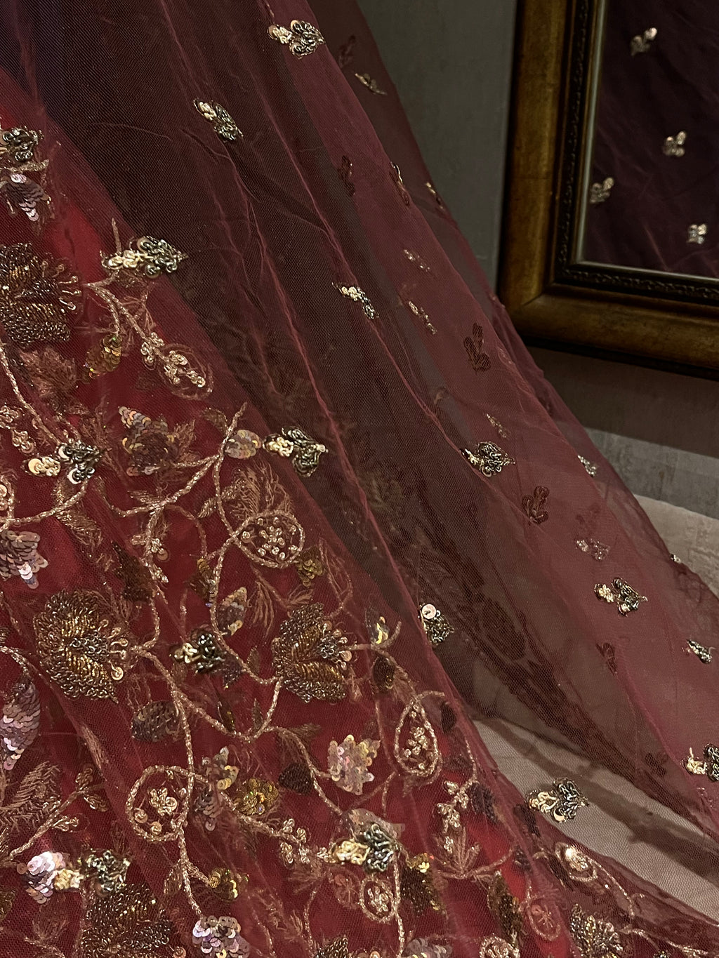 Mauve Flora Net lehenga set