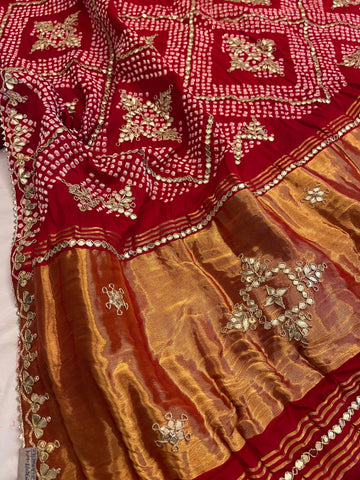 Pure Gajji silk chokad saree