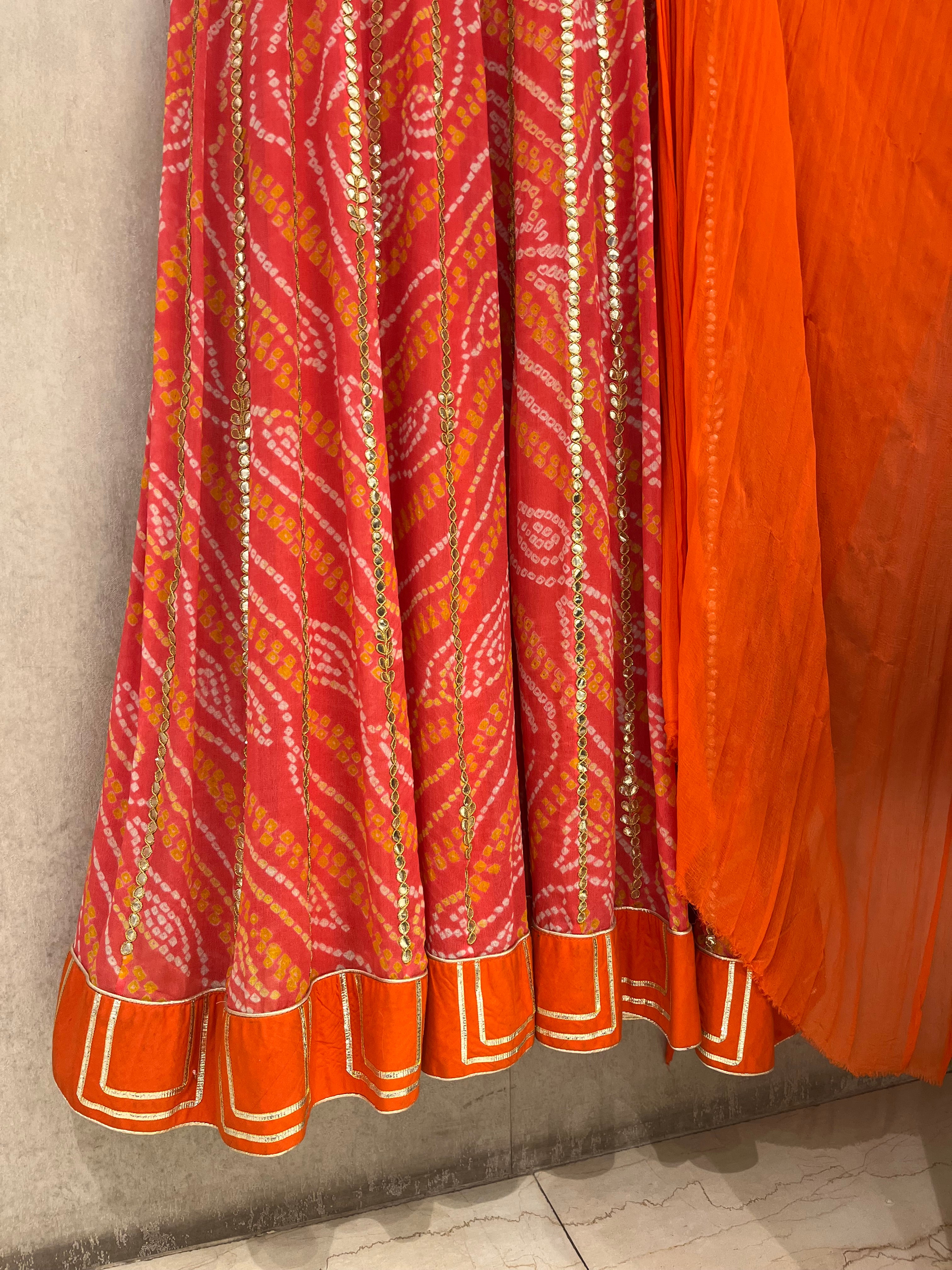 Orange Chinnon Suit