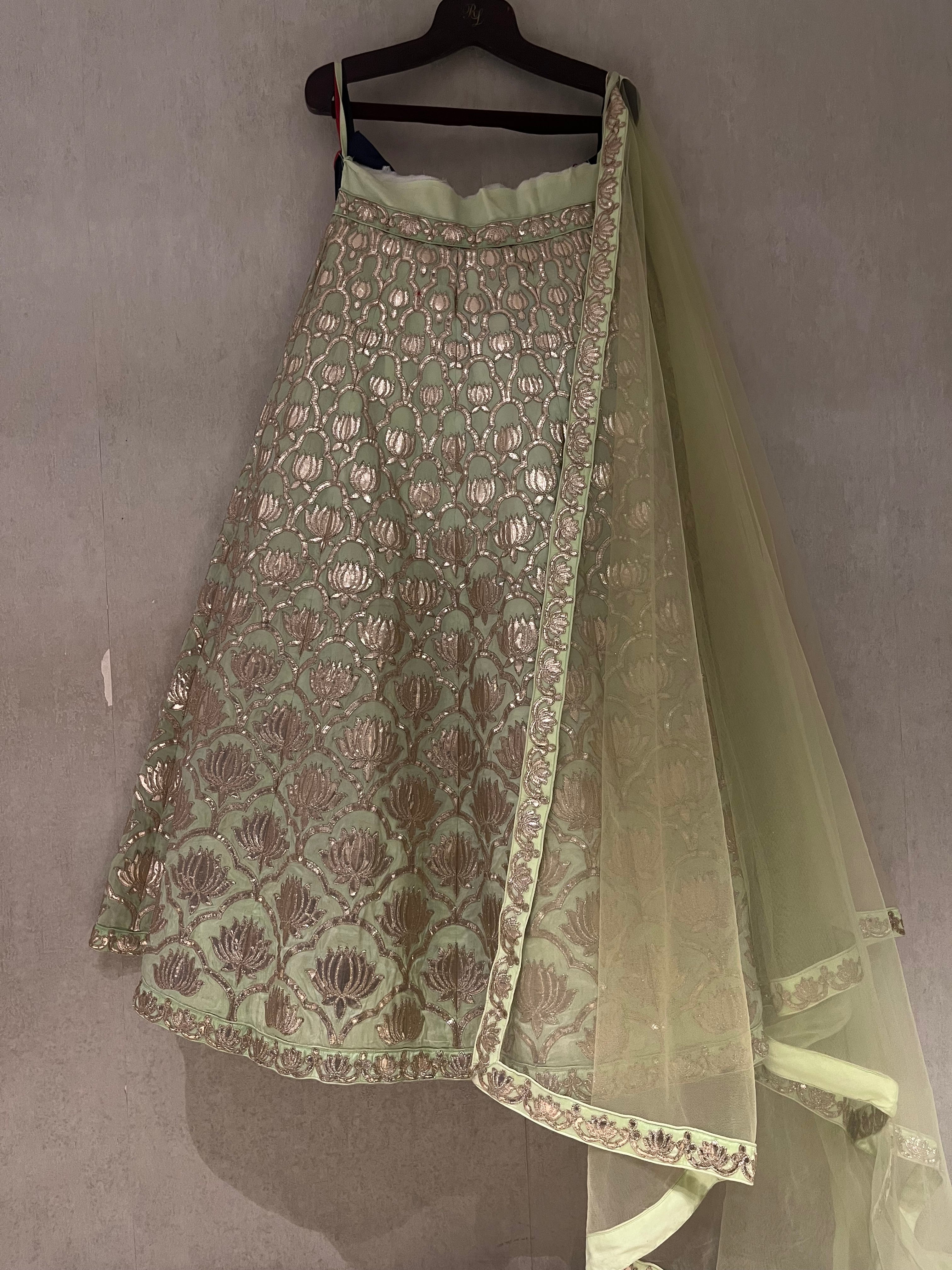 Elaichi Green lotus Lehenga Set