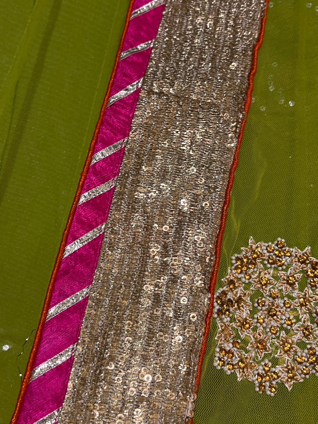 Parrot green sequins lehenga set