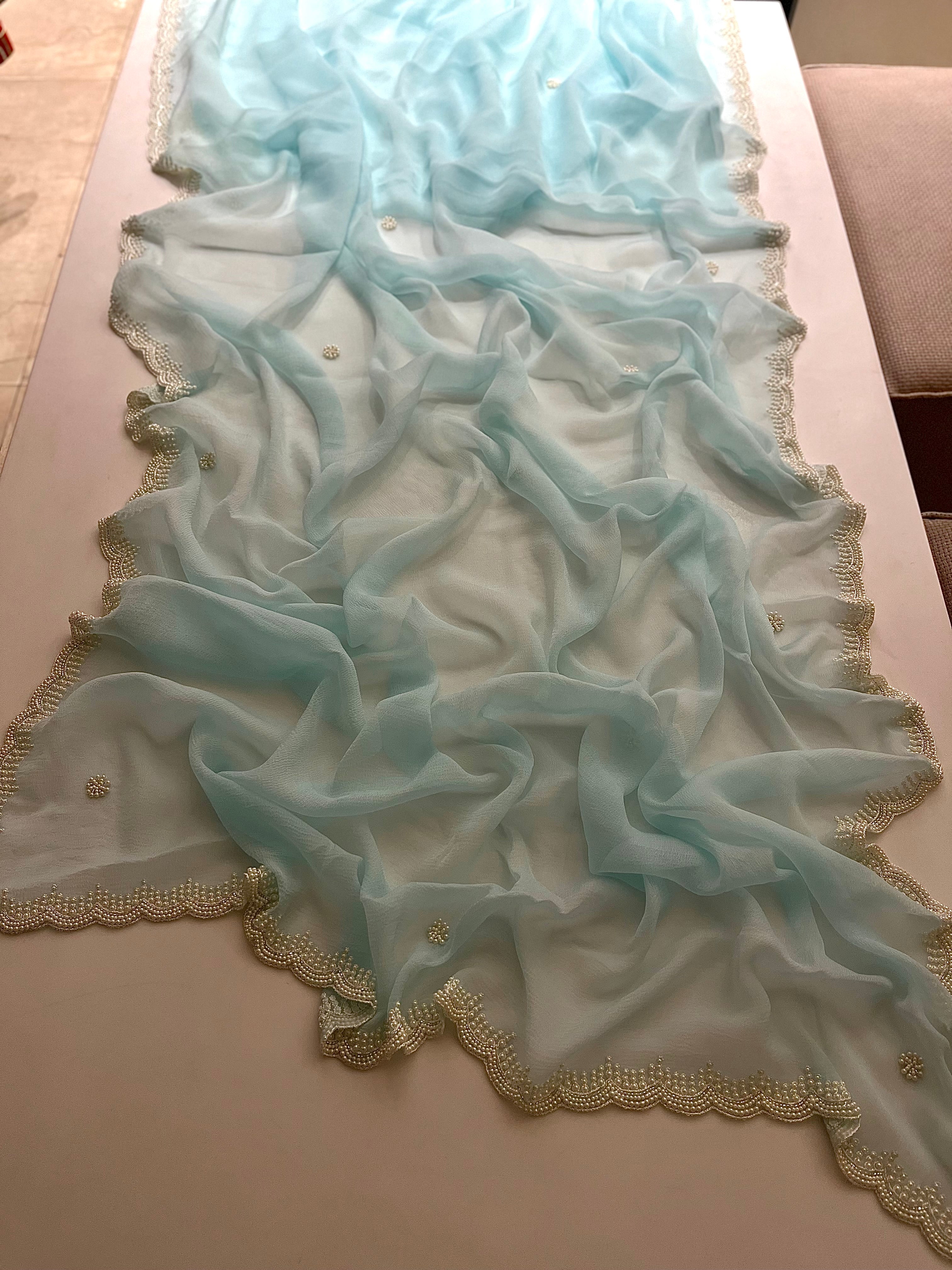 Pretty Pearls Aqua Saree