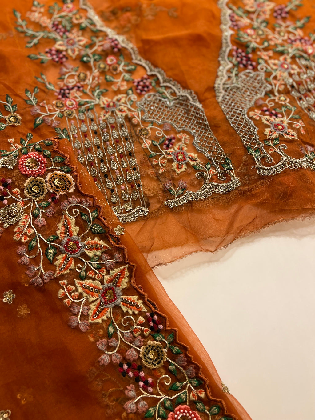 Rust Organza Saree