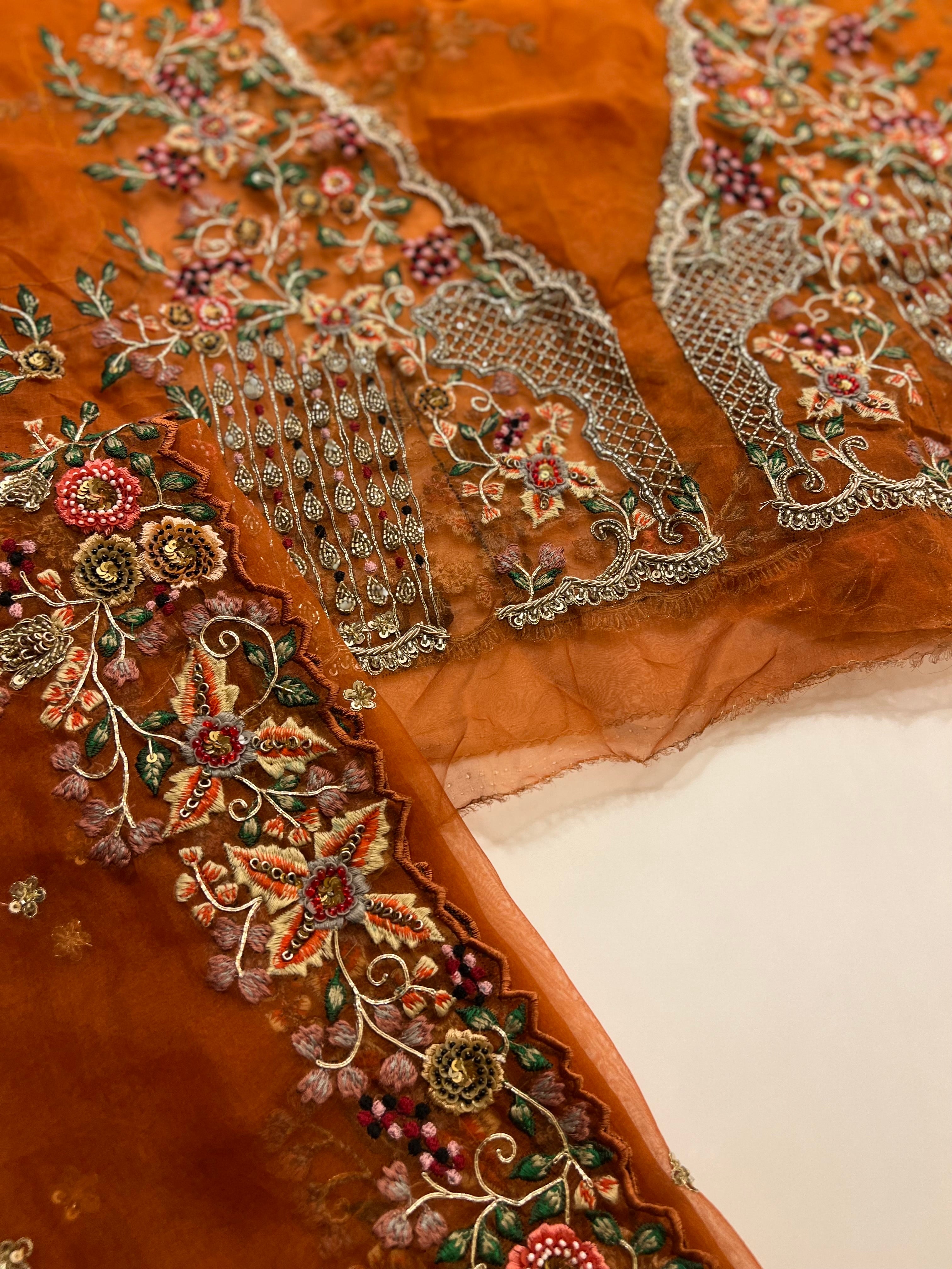 Rust Organza Saree