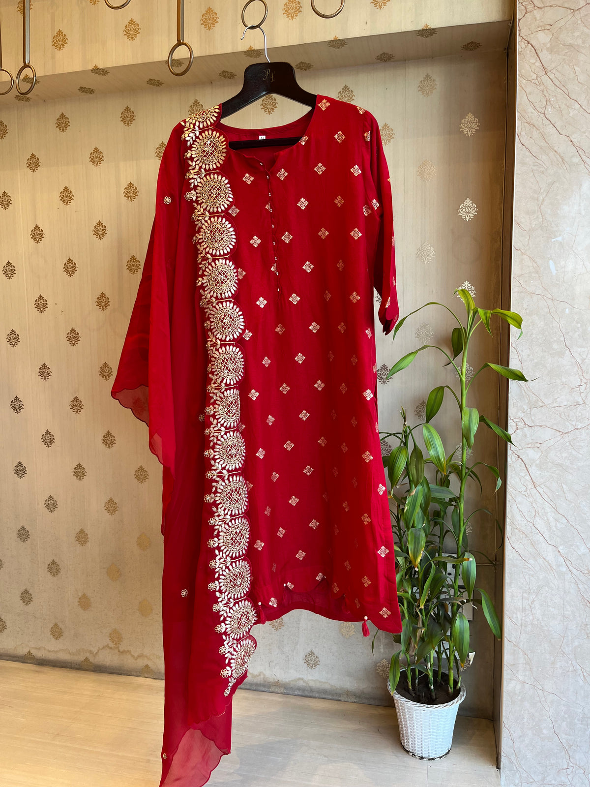 Red & Gold Silk Suit