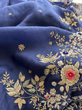 Ocean Blue Resham saree