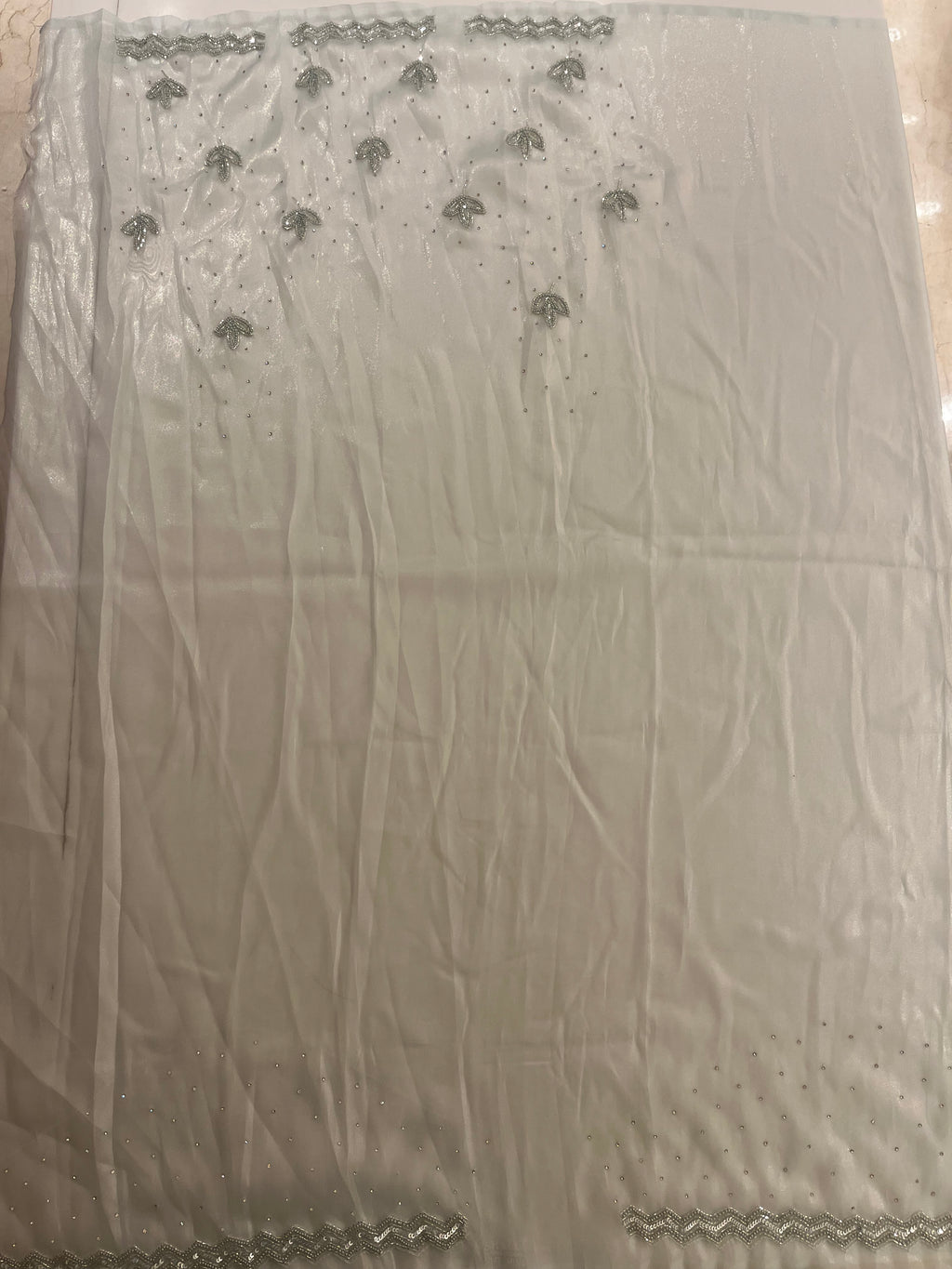 Powder Blue Sequins Saree