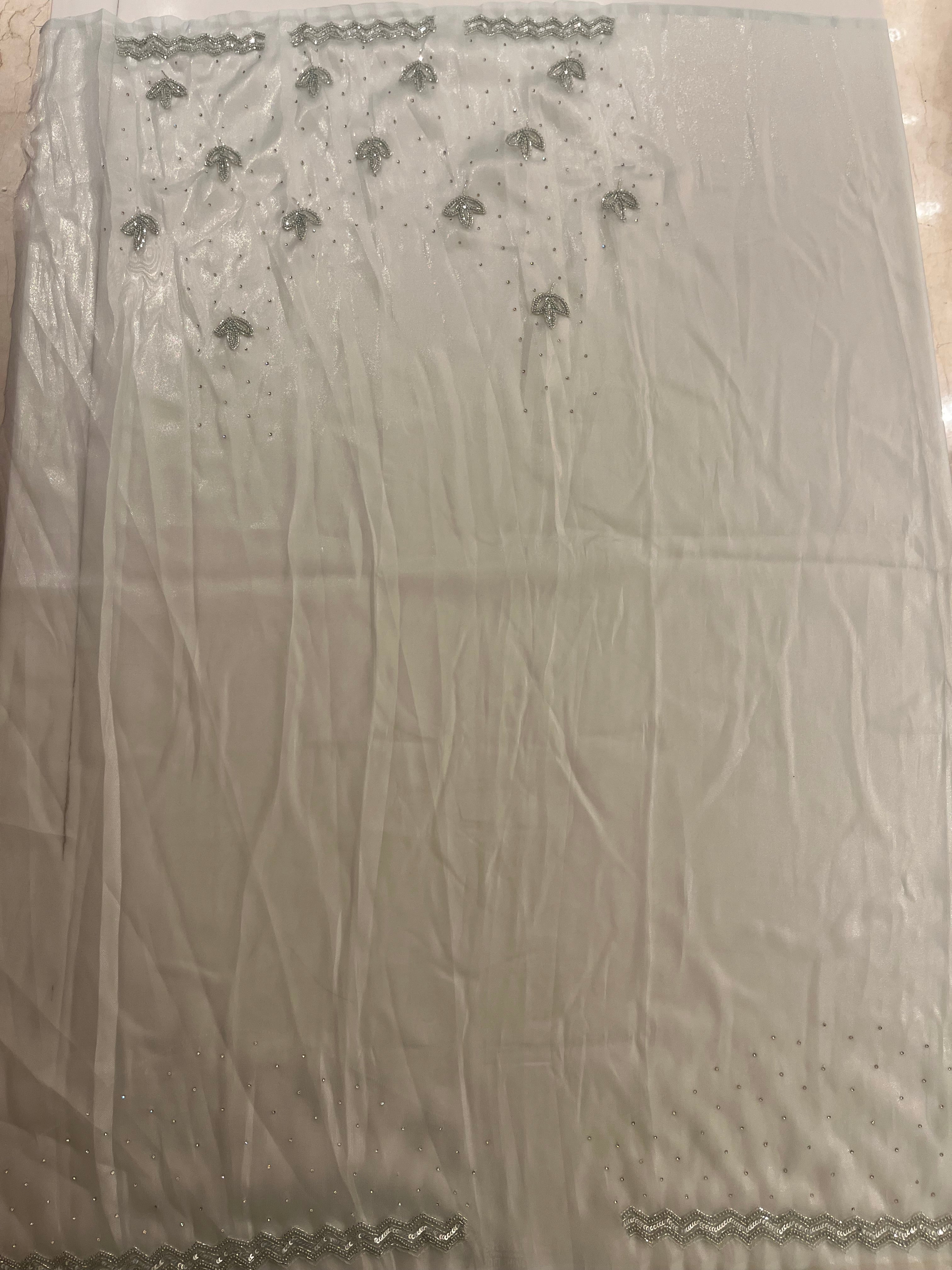 Powder Blue Sequins Saree