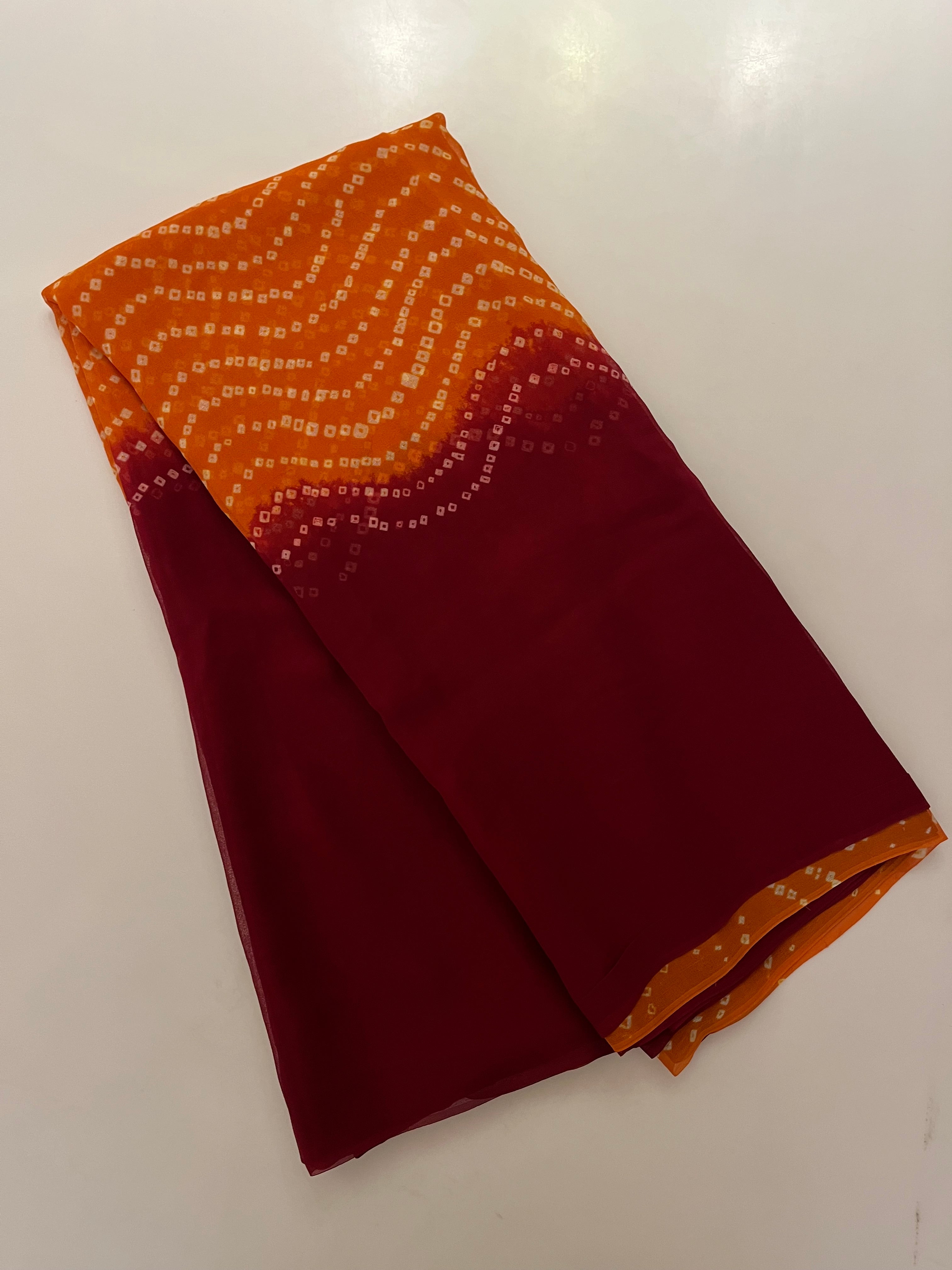 Red Yellow Bandej Saree