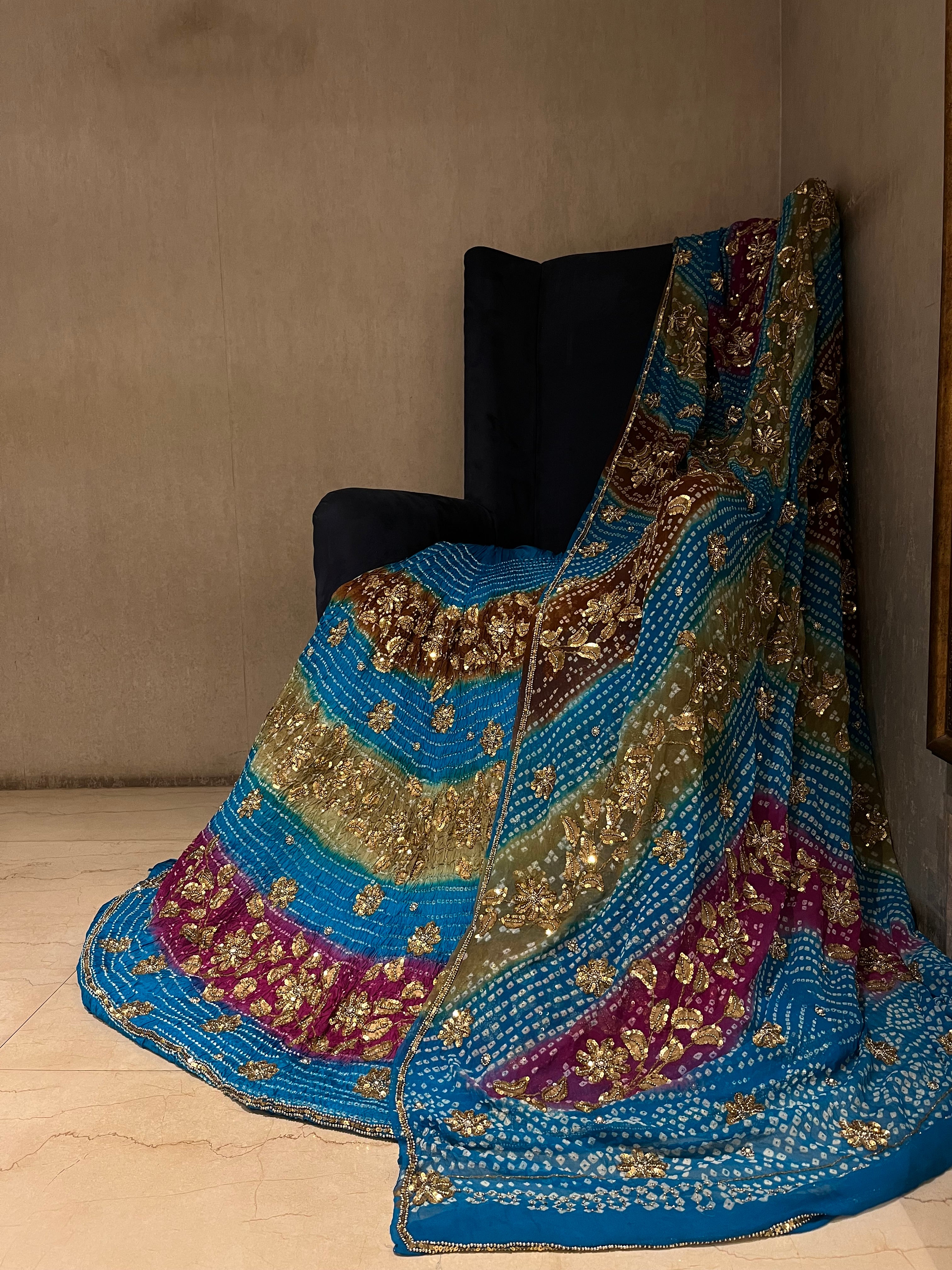 Unstitched Bandej Lehenga Set