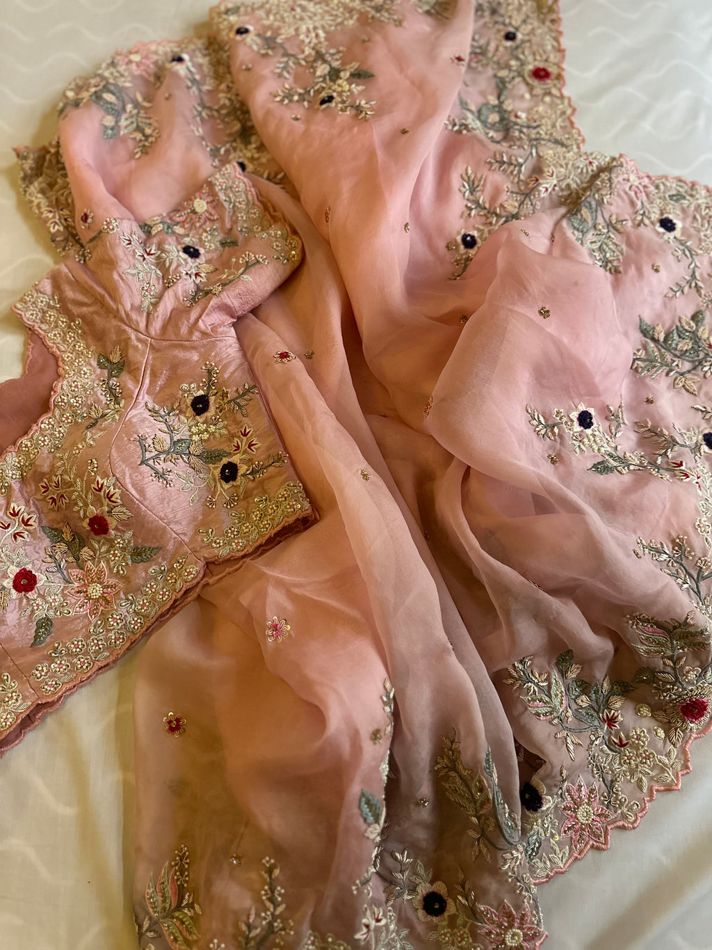 Gulaab Pure Organza Soft pink saree
